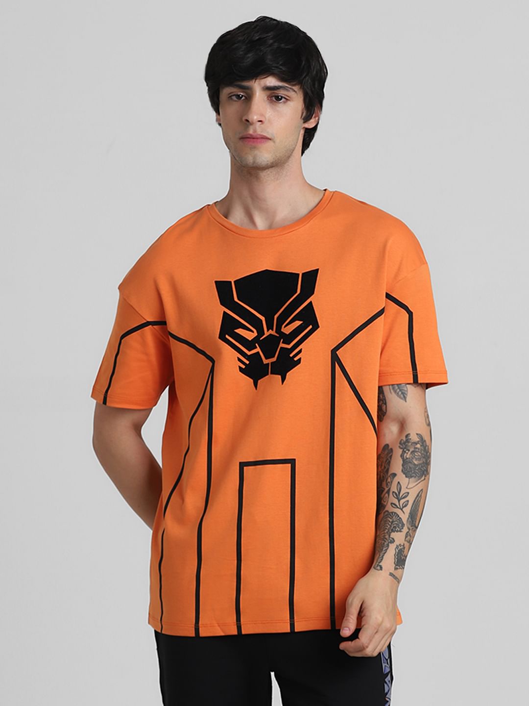 JACK&JONES X BLACK PANTHER ORANGE OVERSIZED CREW NECK T-SHIRT