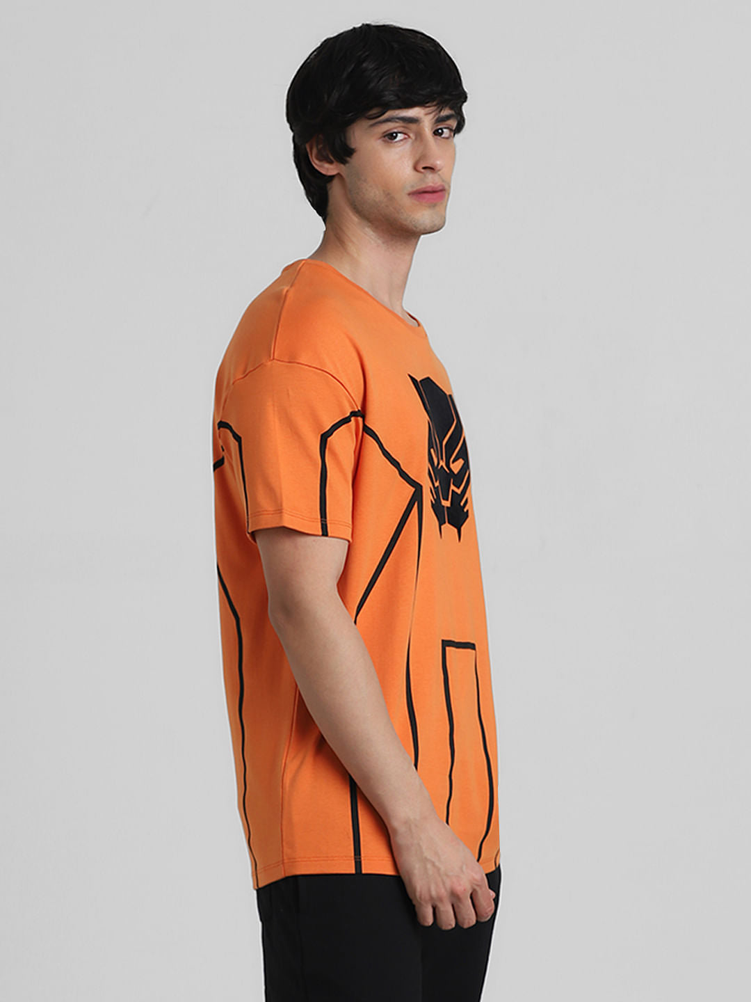 JACK&JONES X BLACK PANTHER ORANGE OVERSIZED CREW NECK T-SHIRT