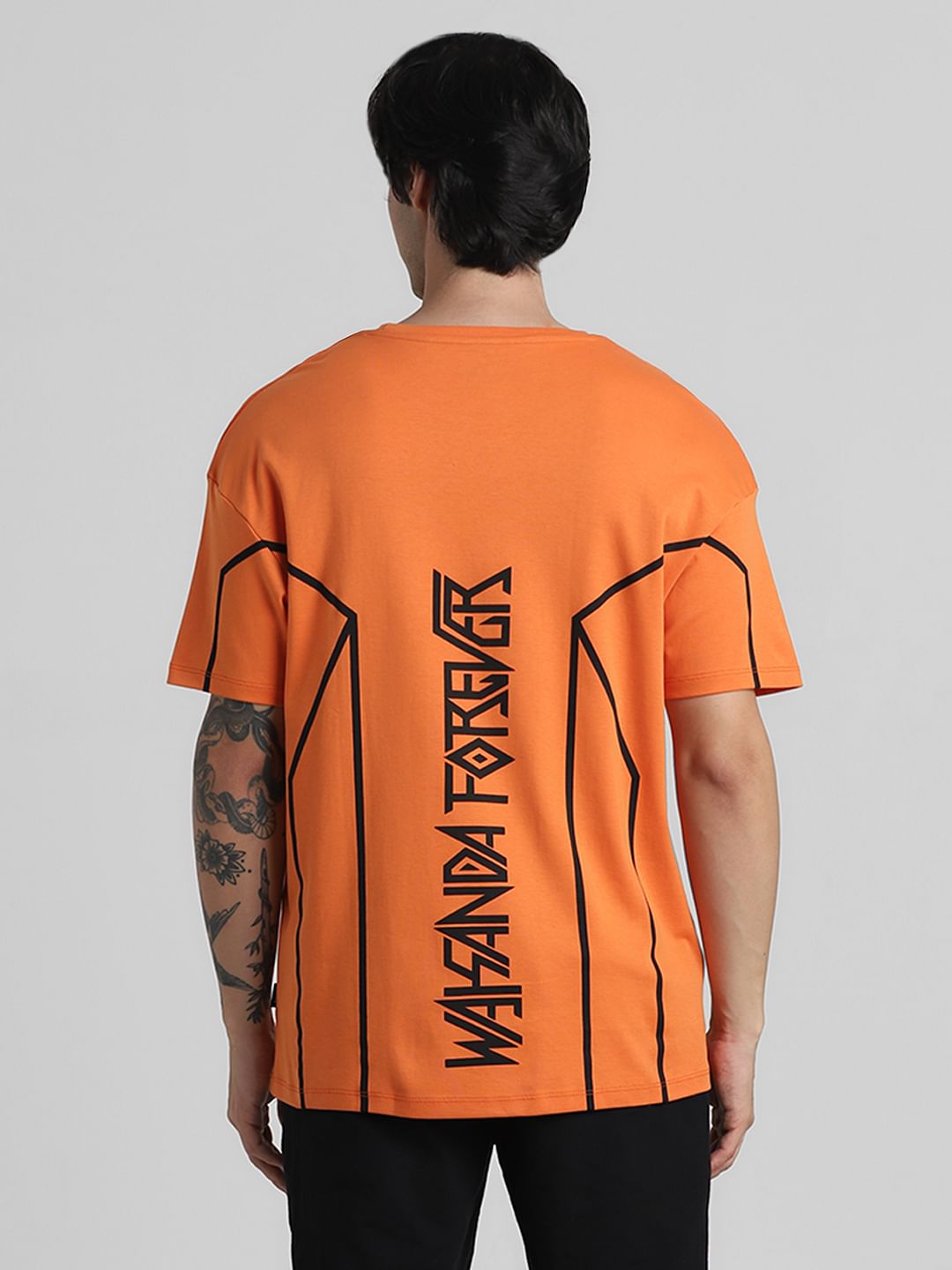 JACK&JONES X BLACK PANTHER ORANGE OVERSIZED CREW NECK T-SHIRT
