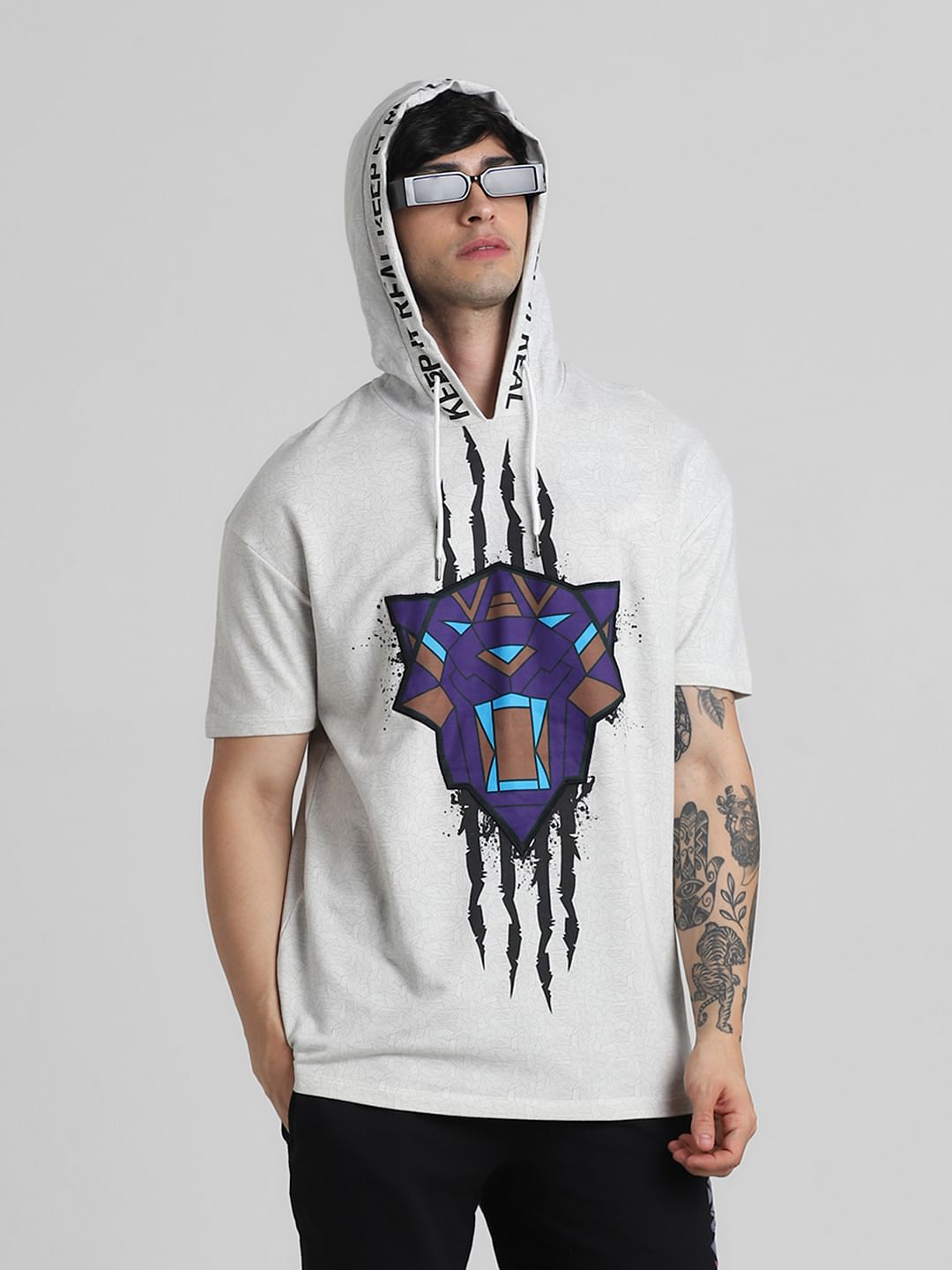 Jack&Jones X Black Panther White Printed OVERSIZED Sweatshirt