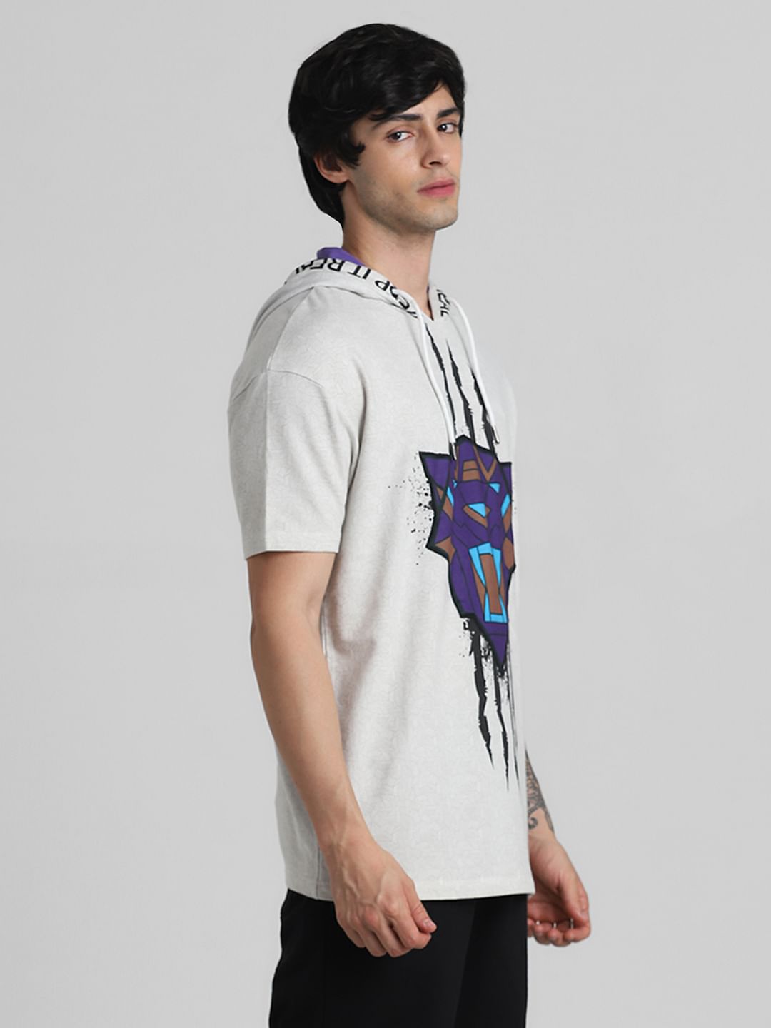 Jack&Jones X Black Panther White Printed OVERSIZED Sweatshirt