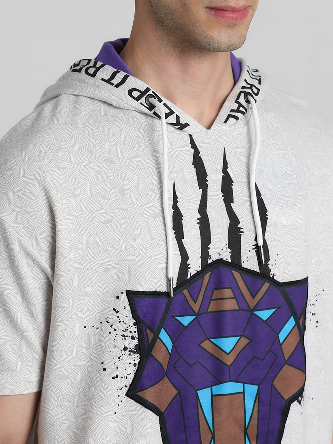 Jack&Jones X Black Panther White Printed OVERSIZED Sweatshirt