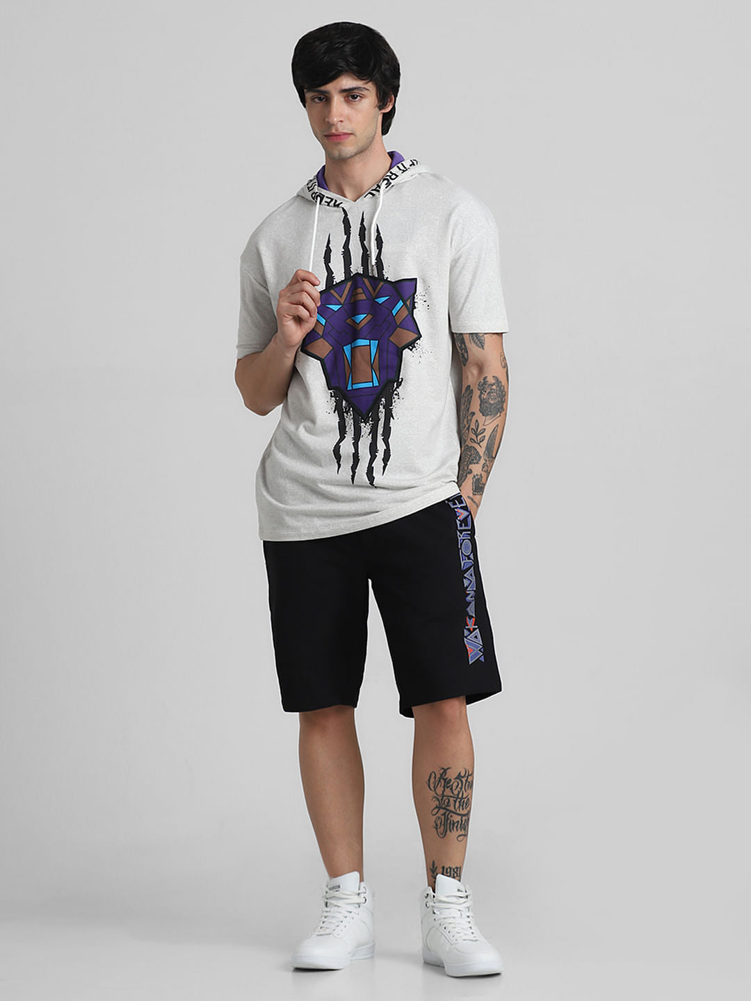 Jack&Jones X Black Panther White Printed OVERSIZED Sweatshirt