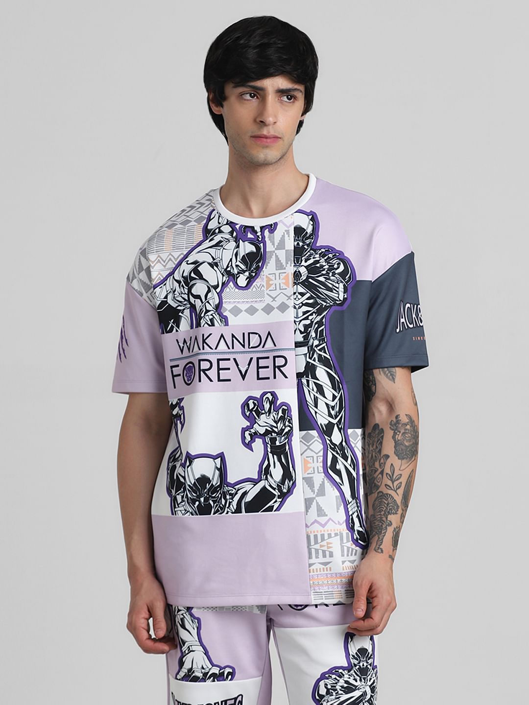 Jack&Jones X Black Panther Purple OVERSIZED Co-ord T-shirt