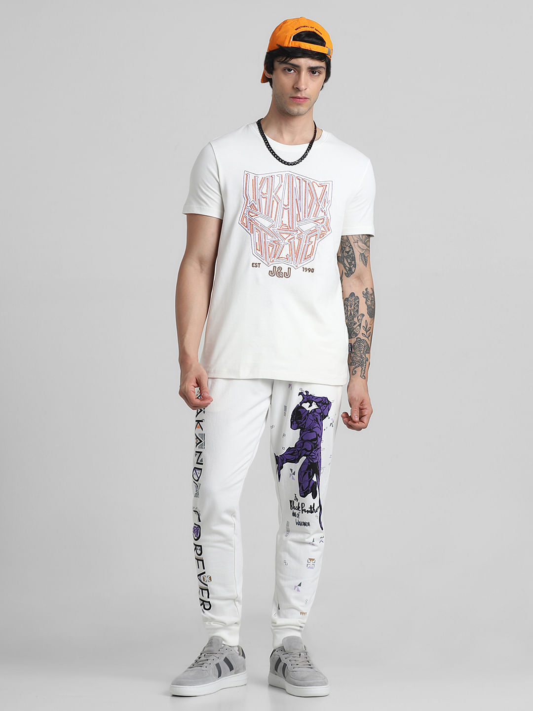 Jack&Jones X Black Panther White Mid Rise Sweatpants