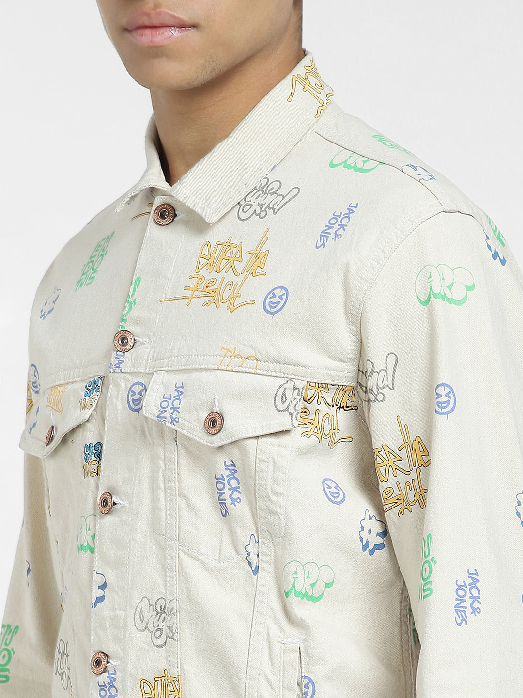 Beige Printed Co-ord Set Jacket