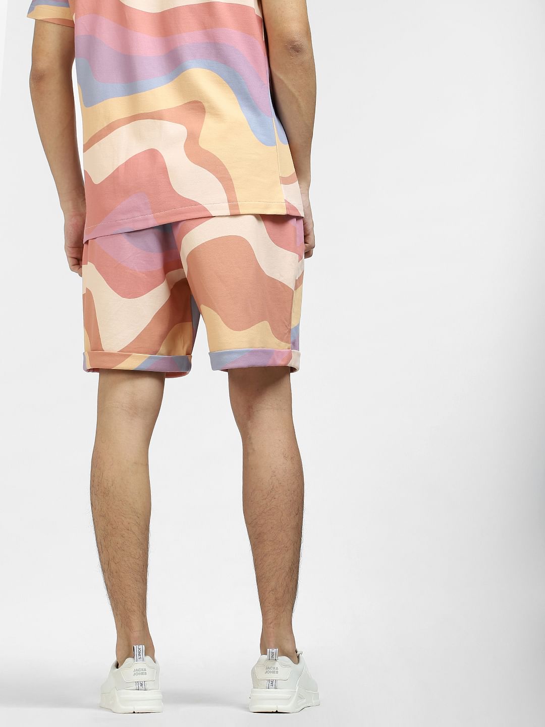 Pastel Yellow Colourblocked Knit Shorts