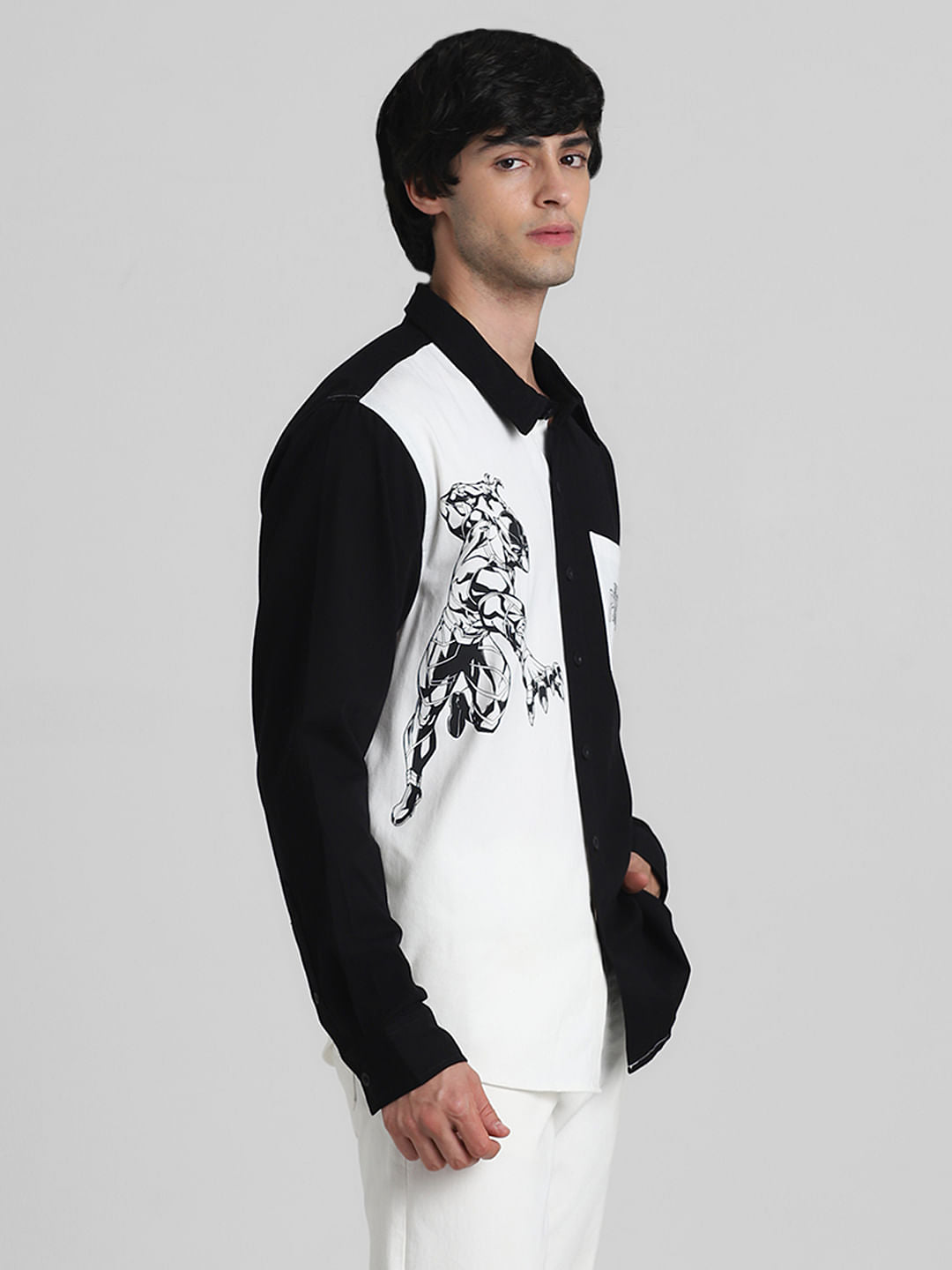 Jack&Jones X Black Panther White Colourblocked OVERSIZED Shirt