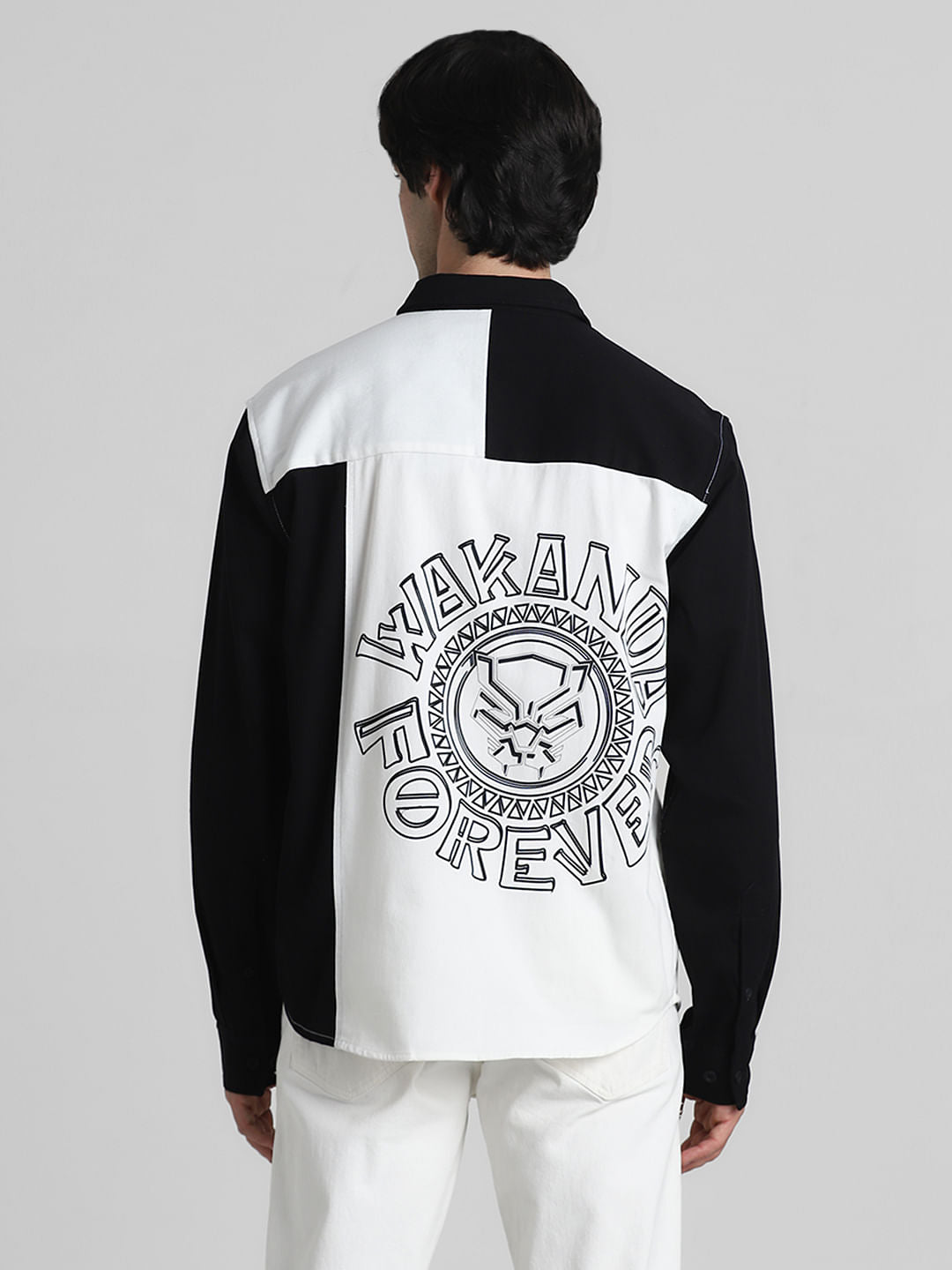 Jack&Jones X Black Panther White Colourblocked OVERSIZED Shirt
