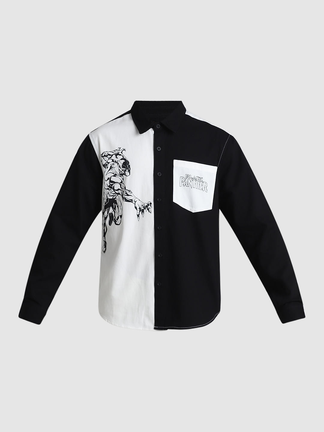 Jack&Jones X Black Panther White Colourblocked OVERSIZED Shirt