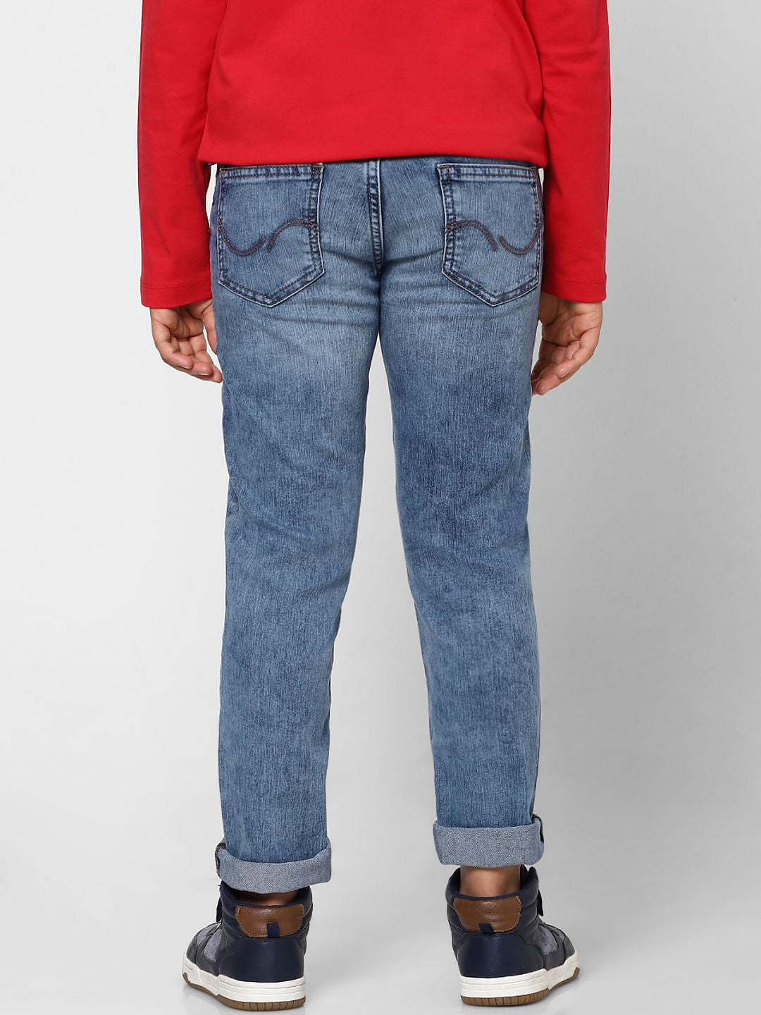 Boys Blue Mid Rise Straight Jeans