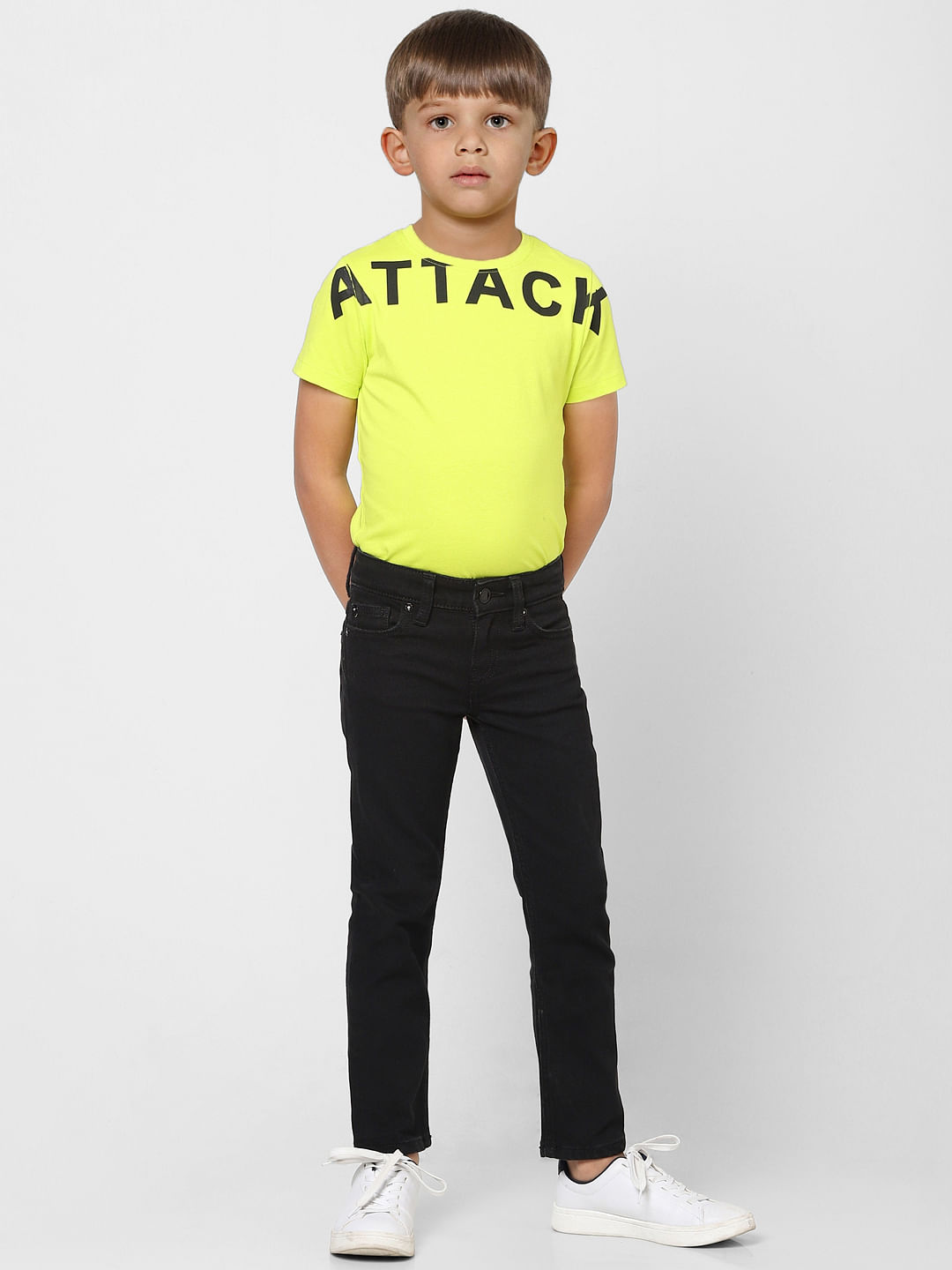 BOYS Black Mid Rise Clark Straight Fit Jeans