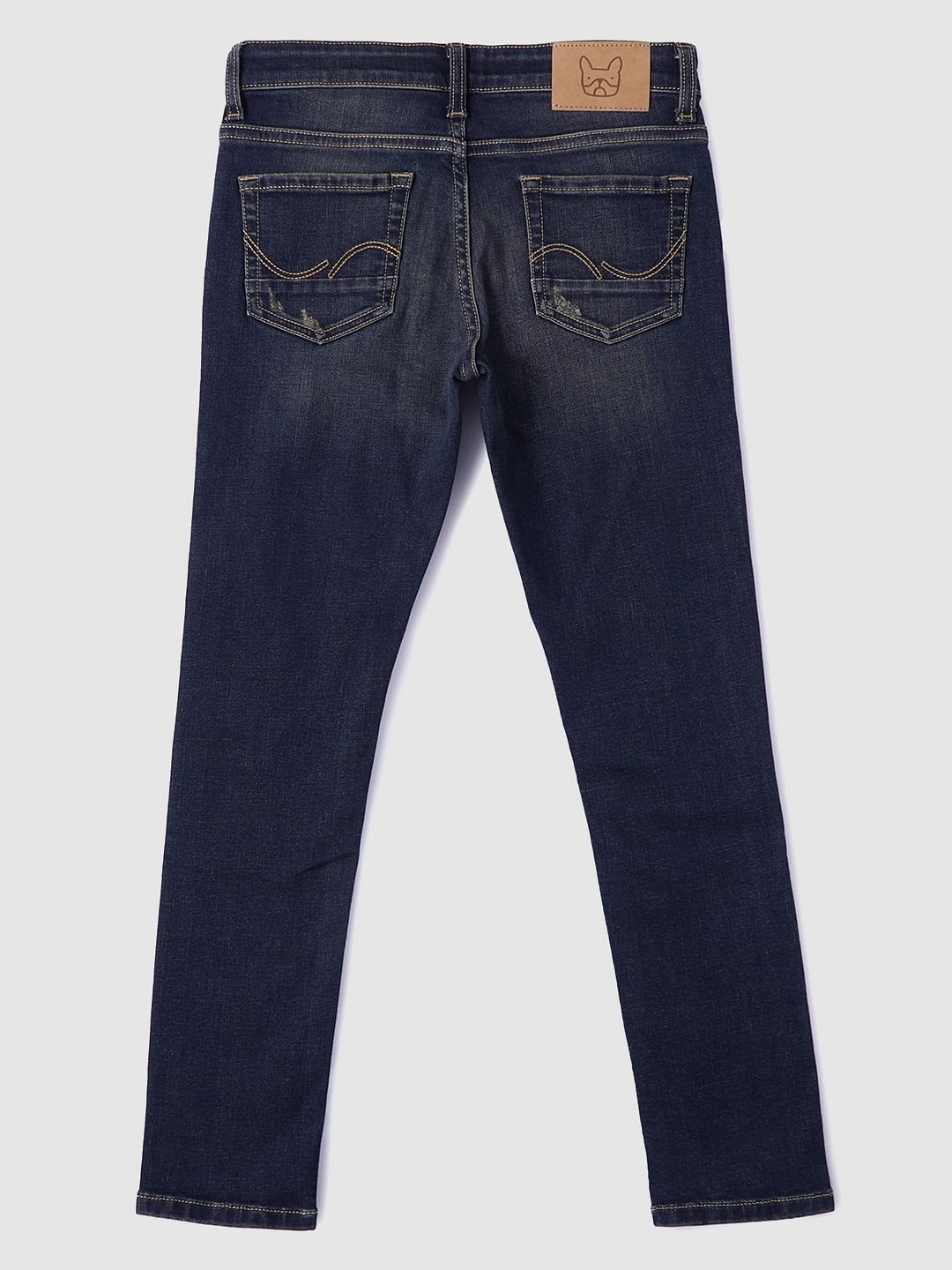 Boys Blue Mid Rise Ripped Slim Jeans