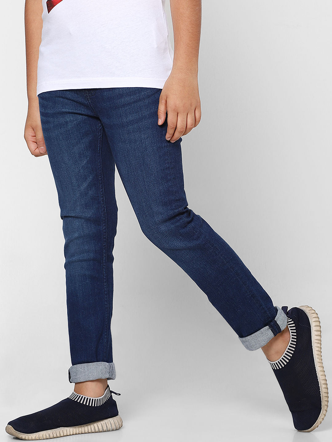 Boys Blue Mid Rise Straight Jeans