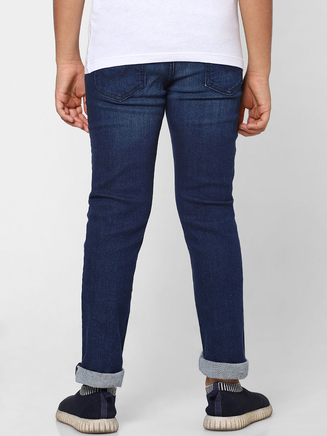 Boys Blue Mid Rise Straight Jeans