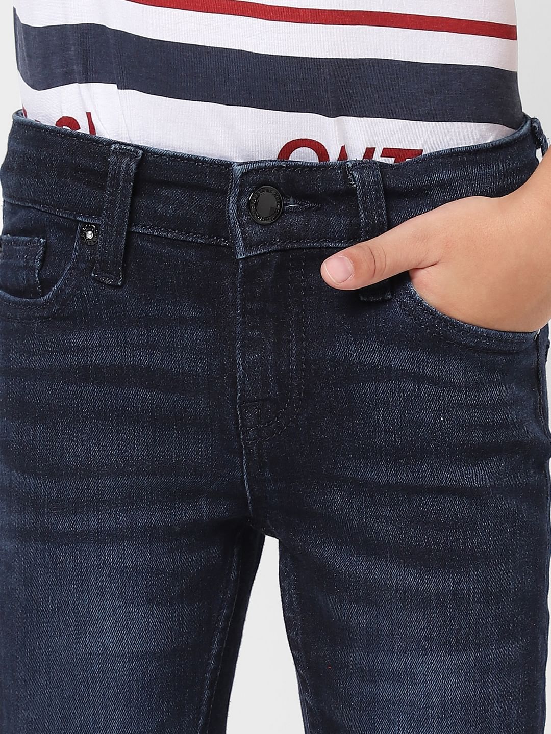 BOYS Blue Mid Rise Glenn Slim Fit Jeans