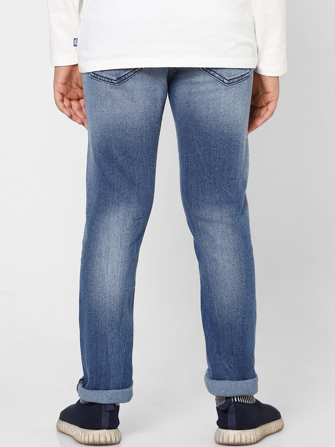 Boys Blue Mid Rise Straight Jeans
