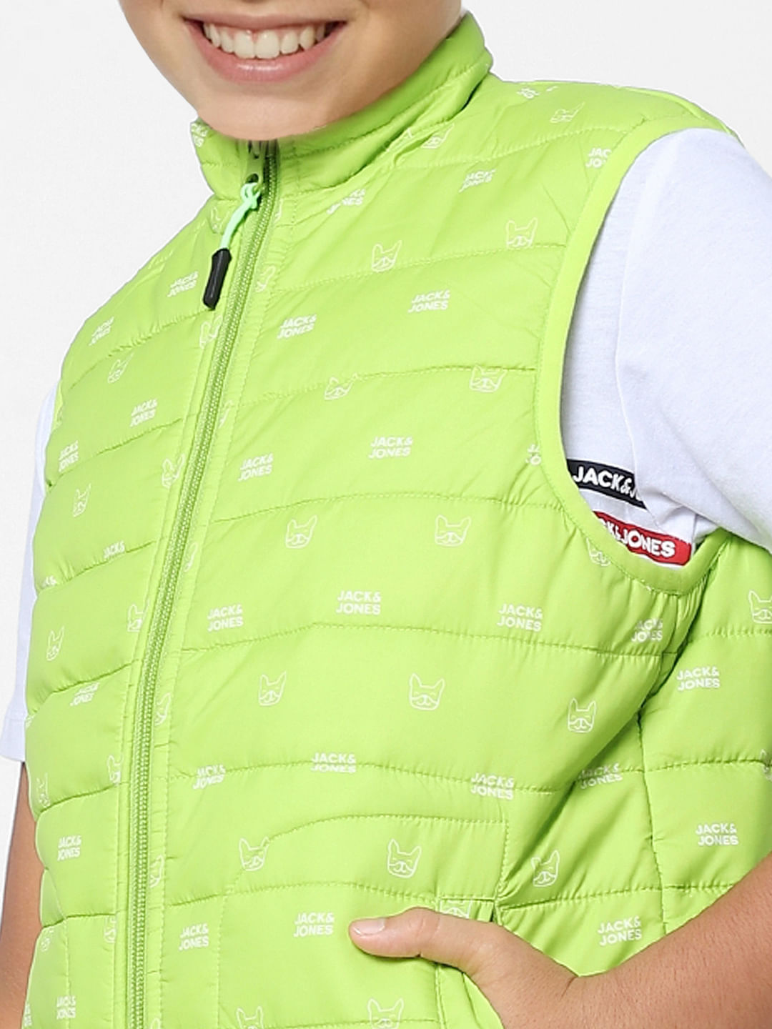 BOYS Lime Green Sleeveless Puffer Winter Jacket
