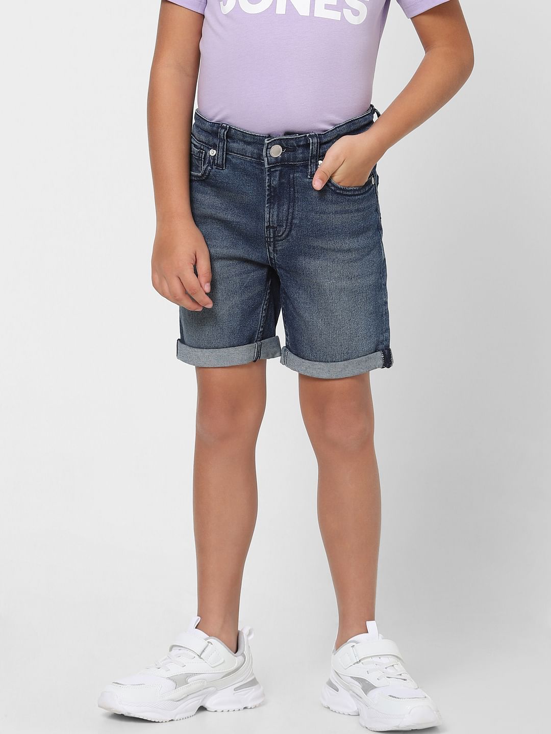 Boys Blue Low Rise Denim Shorts