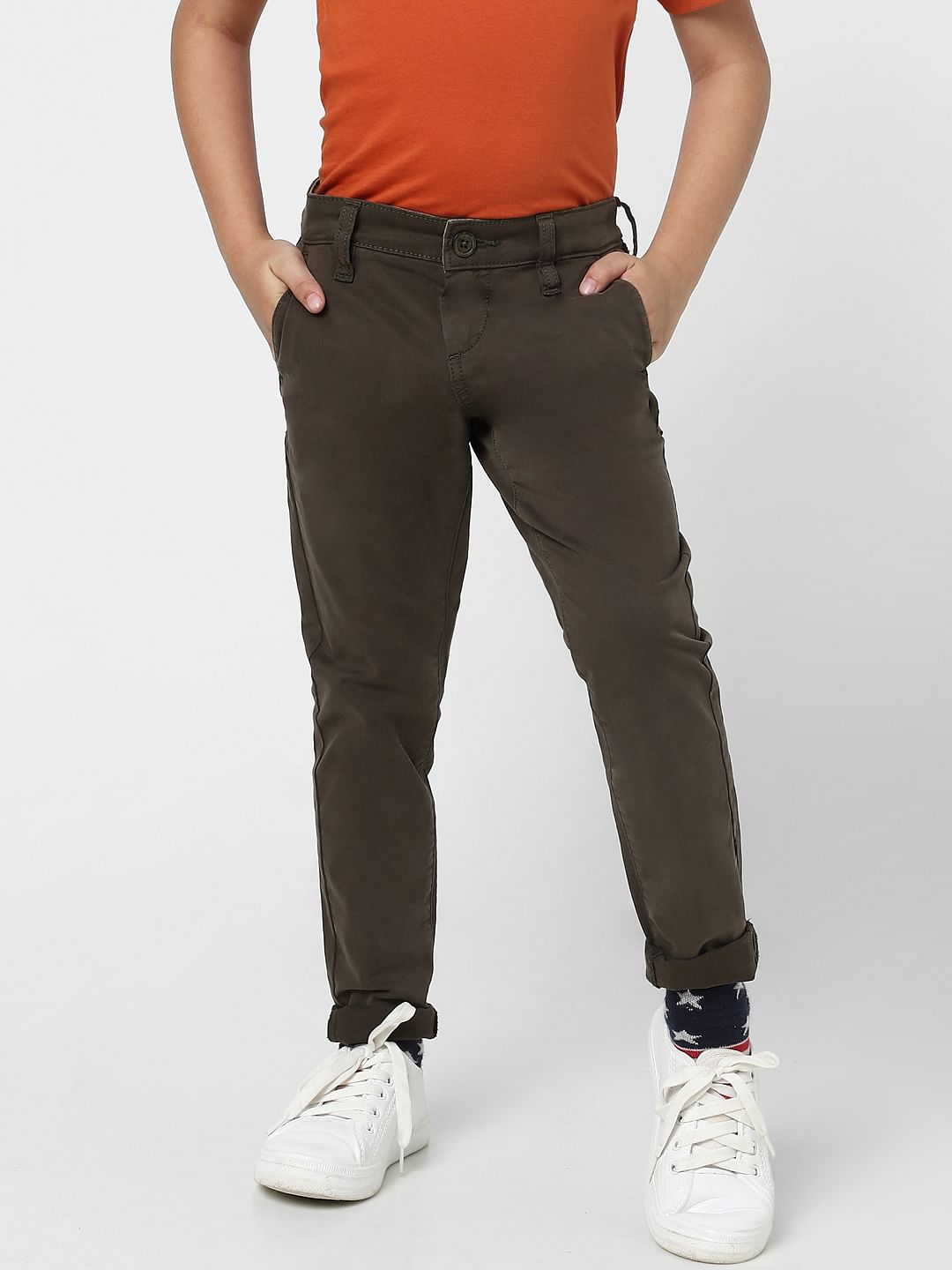 Boys Olive Green Chino Pants