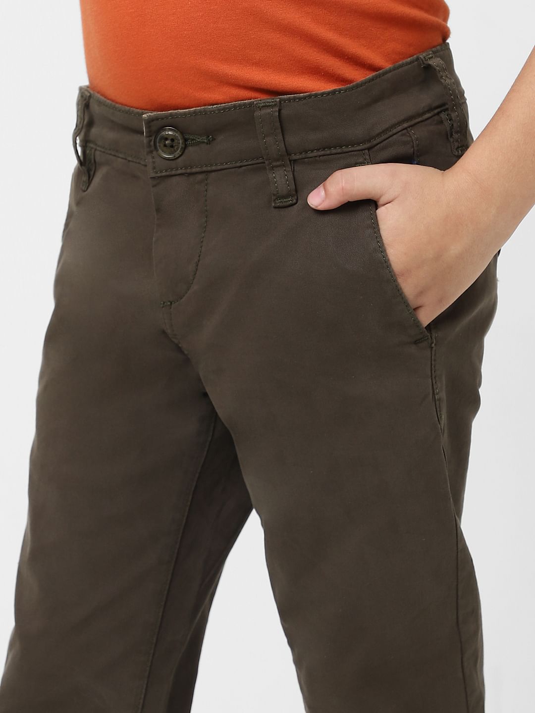 Boys Olive Green Chino Pants