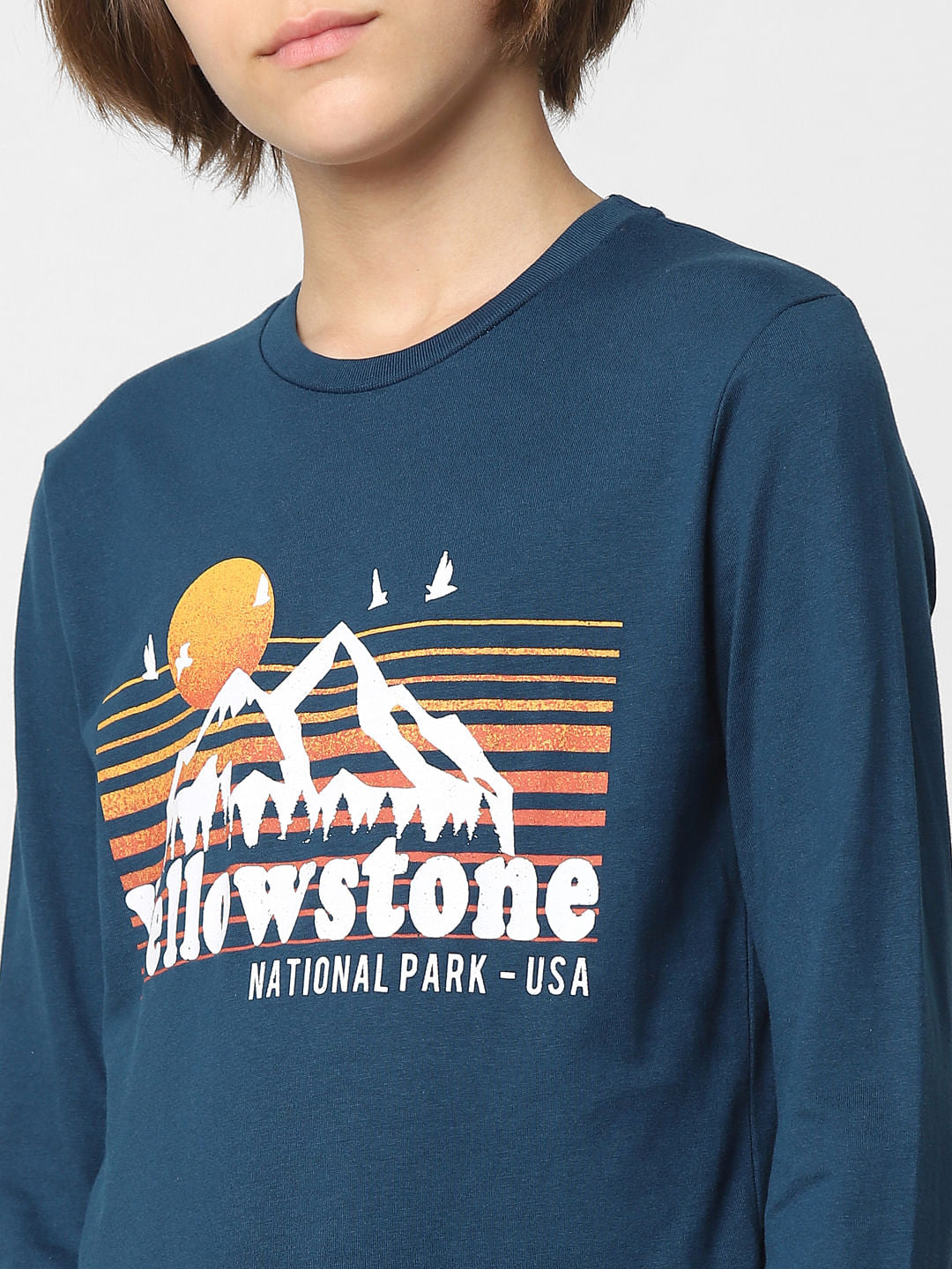 Boys Blue Graphic Print Crew Neck T-shirt