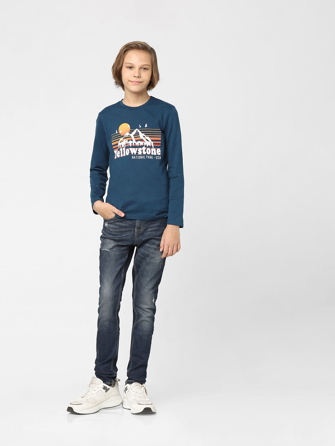 Boys Blue Graphic Print Crew Neck T-shirt
