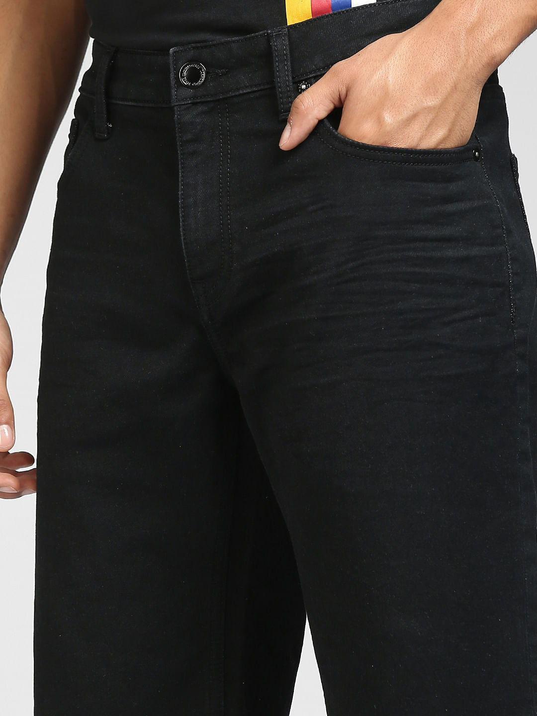 Black Low Rise Denim Shorts