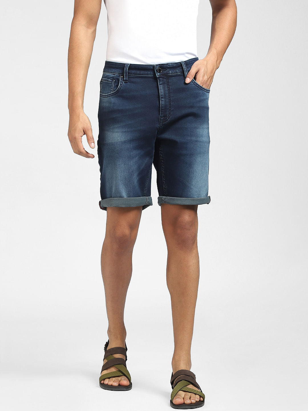 Blue Low Rise Denim Shorts