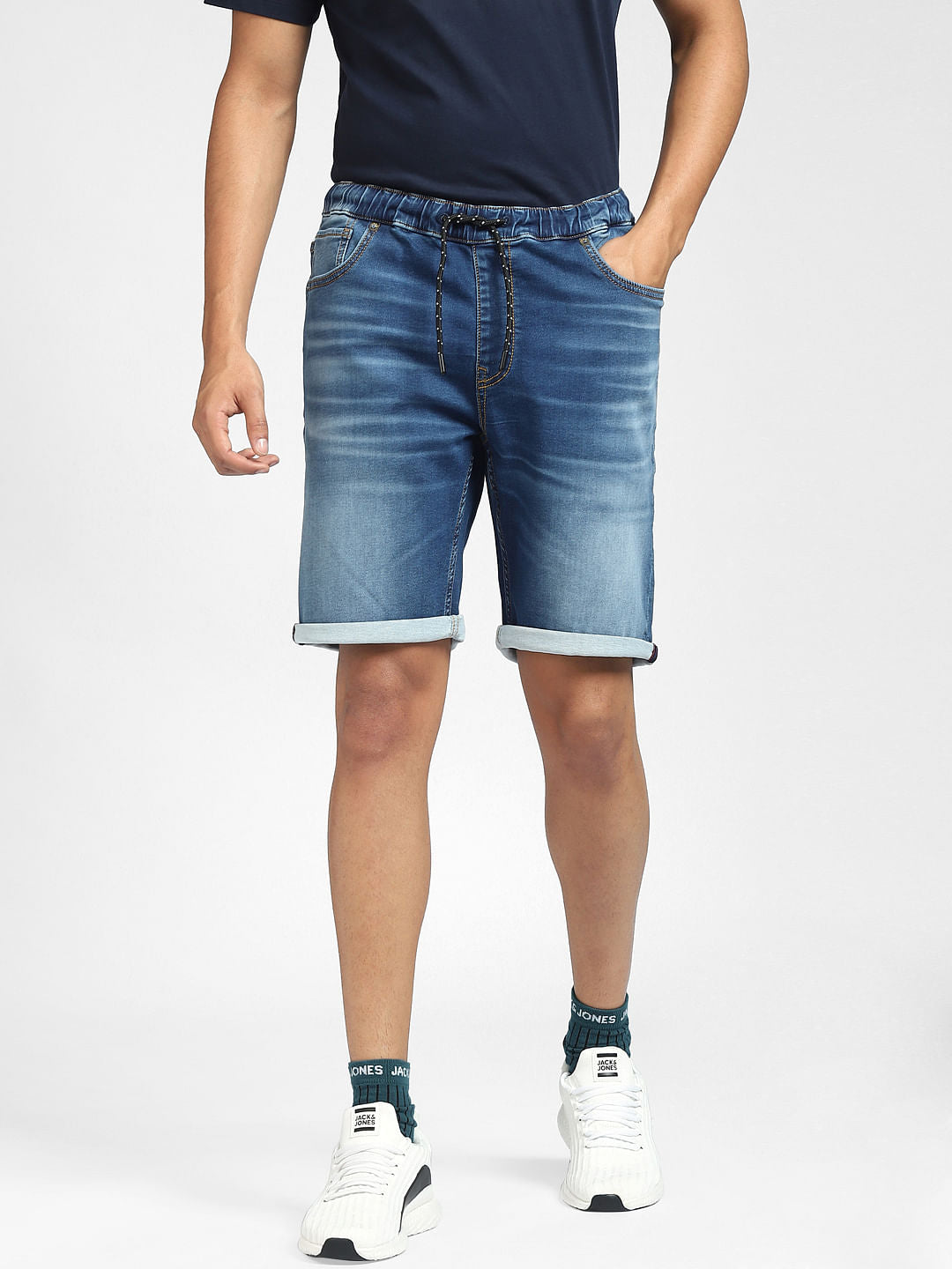 Blue Low Rise Denim Shorts