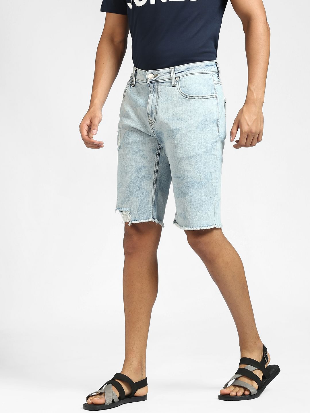 Light Blue Ripped Denim Shorts