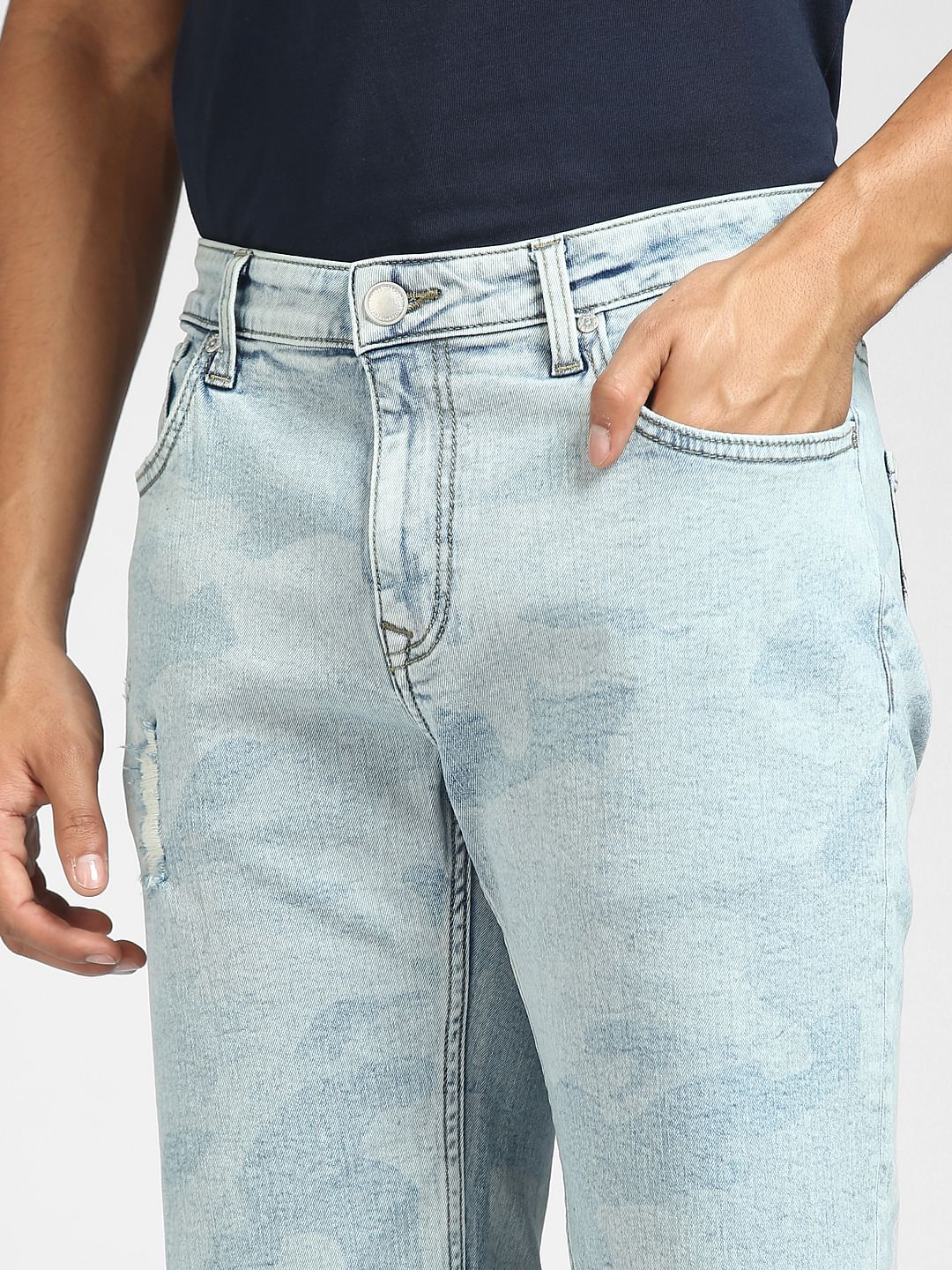 Light Blue Ripped Denim Shorts