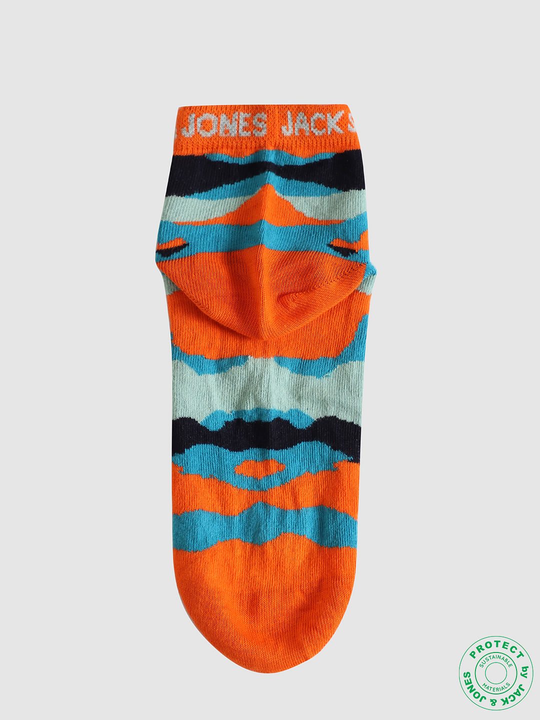 Pack of 2 Camo Print Ankle Socks - Orange & Green