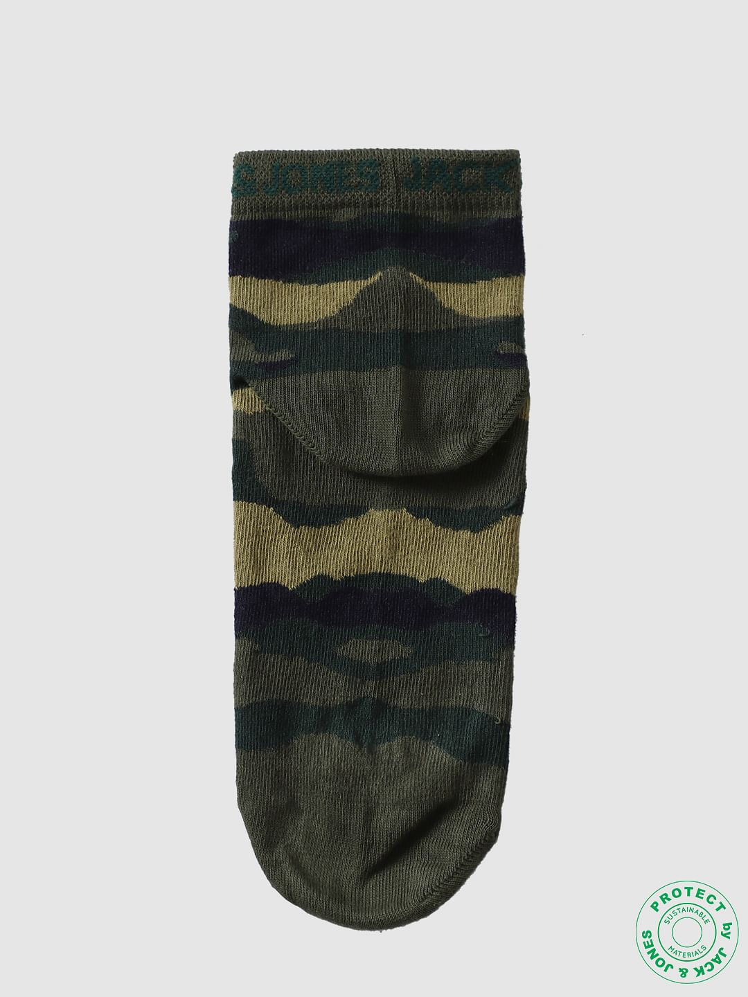Pack of 2 Camo Print Ankle Socks - Orange & Green