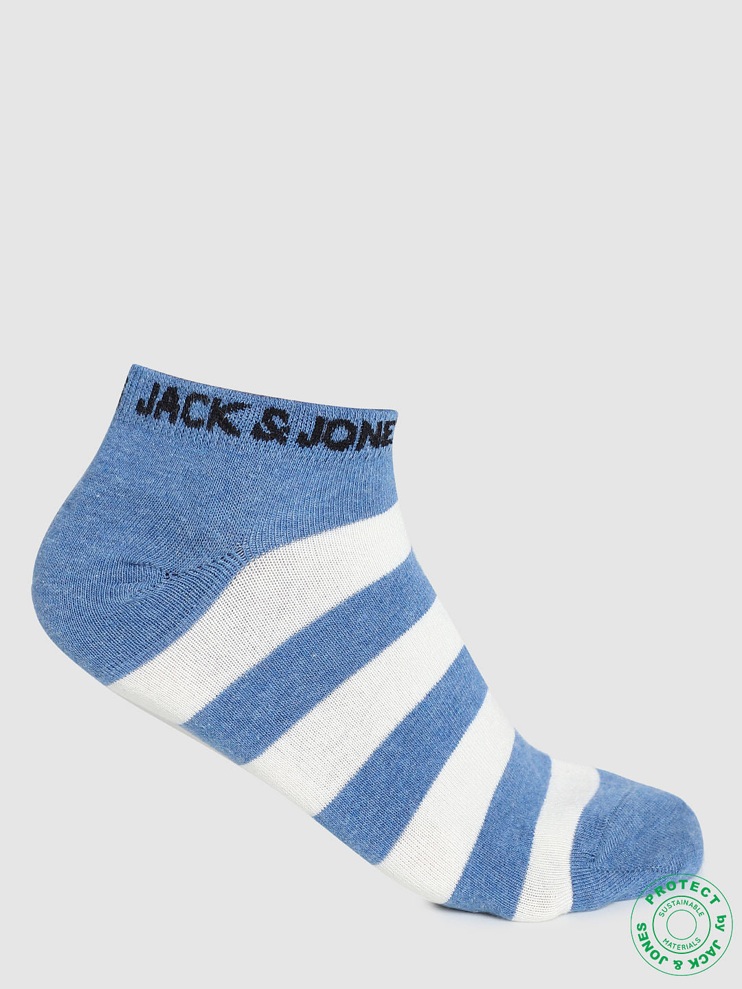 Pack of 2 Striped Ankle Socks - Blue & Grey