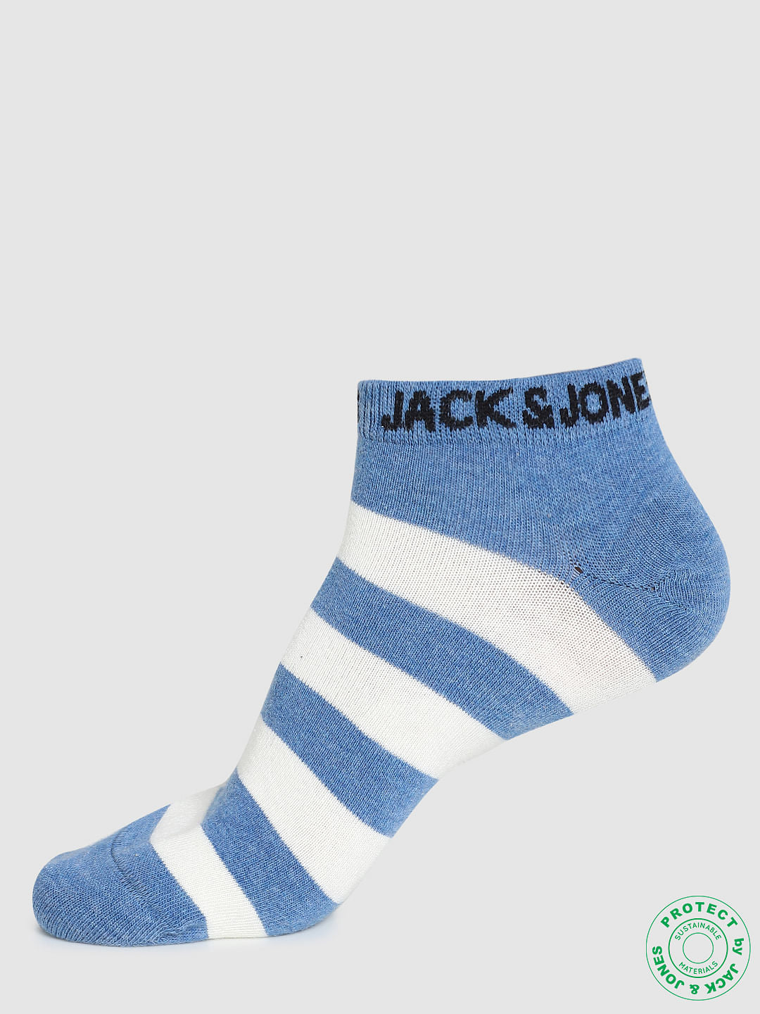 Pack of 2 Striped Ankle Socks - Blue & Grey