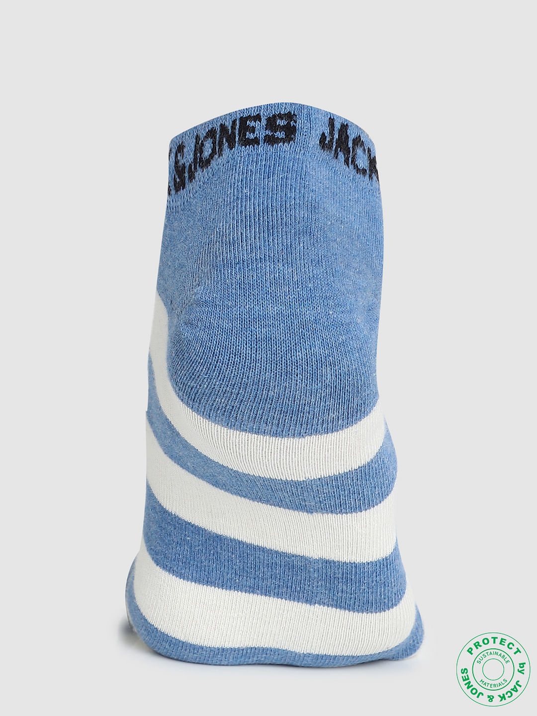 Pack of 2 Striped Ankle Socks - Blue & Grey