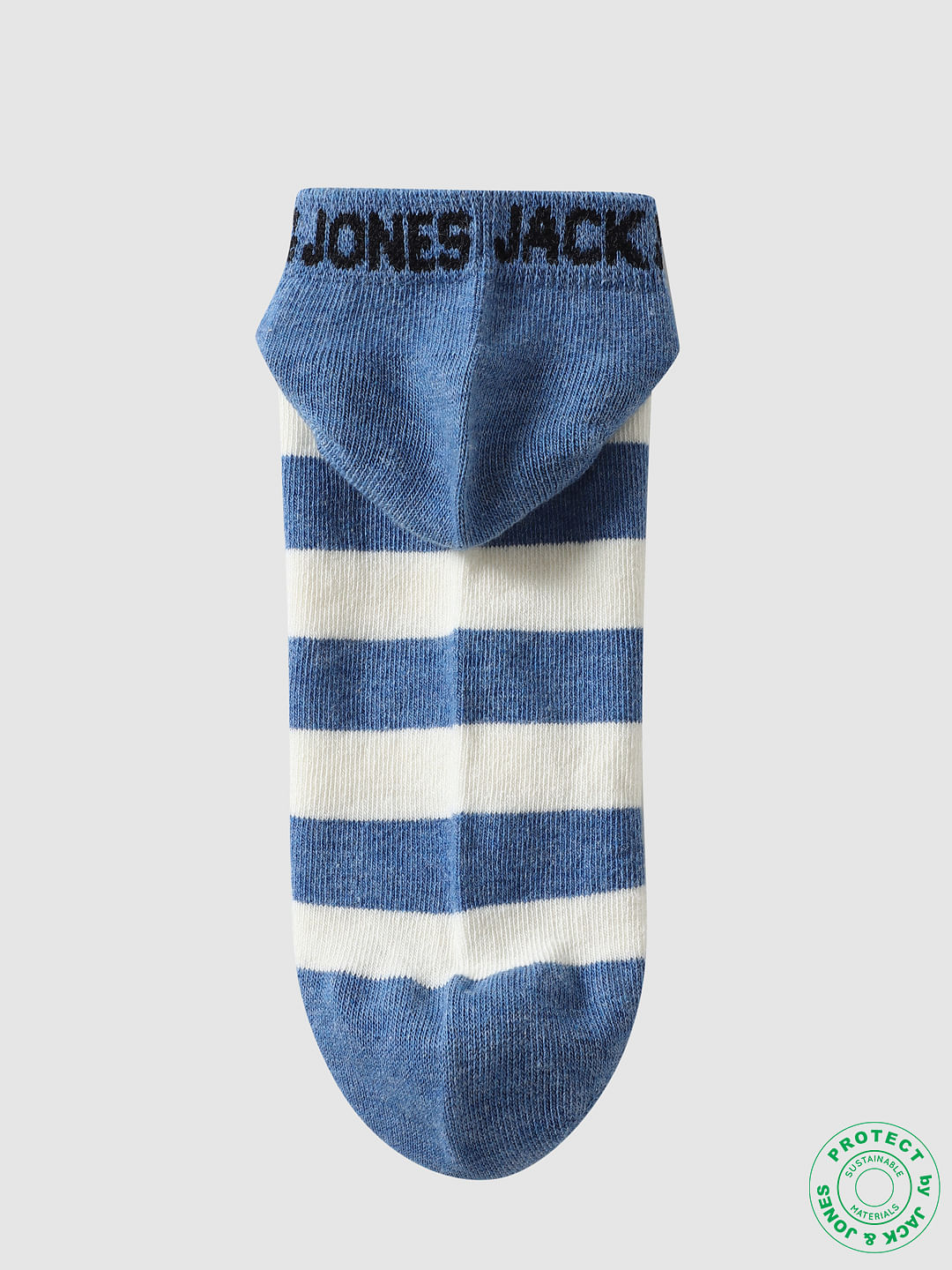 Pack of 2 Striped Ankle Socks - Blue & Grey