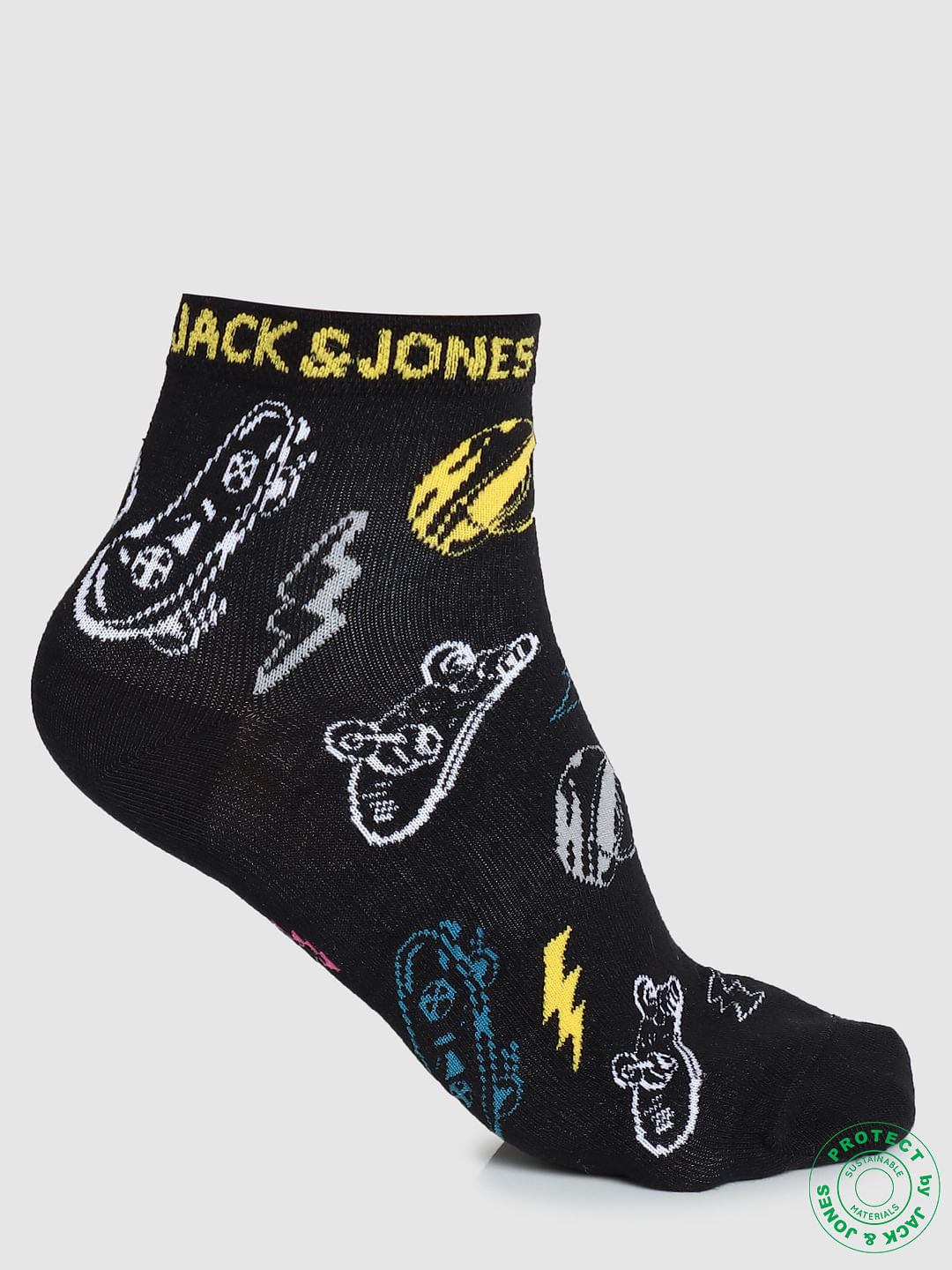 Pack of 2 Graphic Print Socks - Yellow & Black