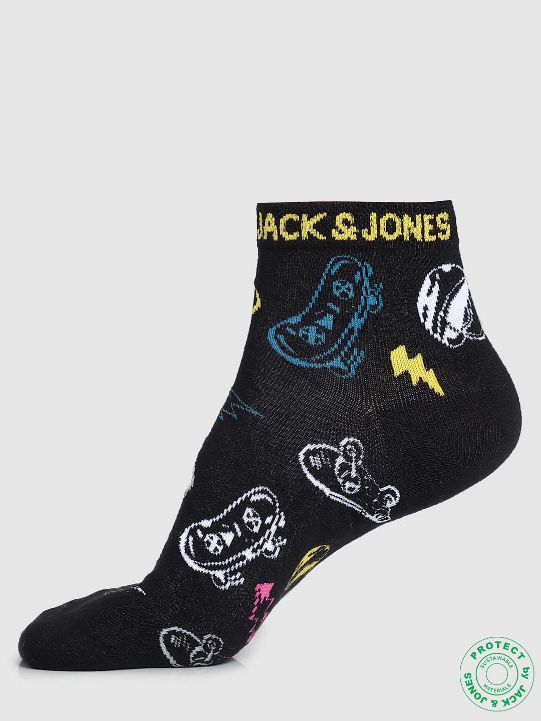 Pack of 2 Graphic Print Socks - Yellow & Black
