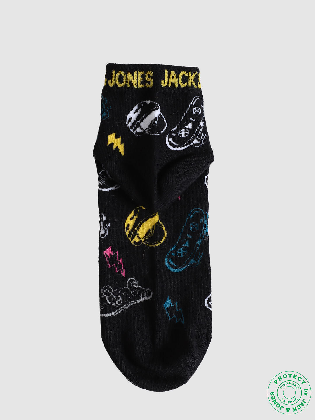 Pack of 2 Graphic Print Socks - Yellow & Black