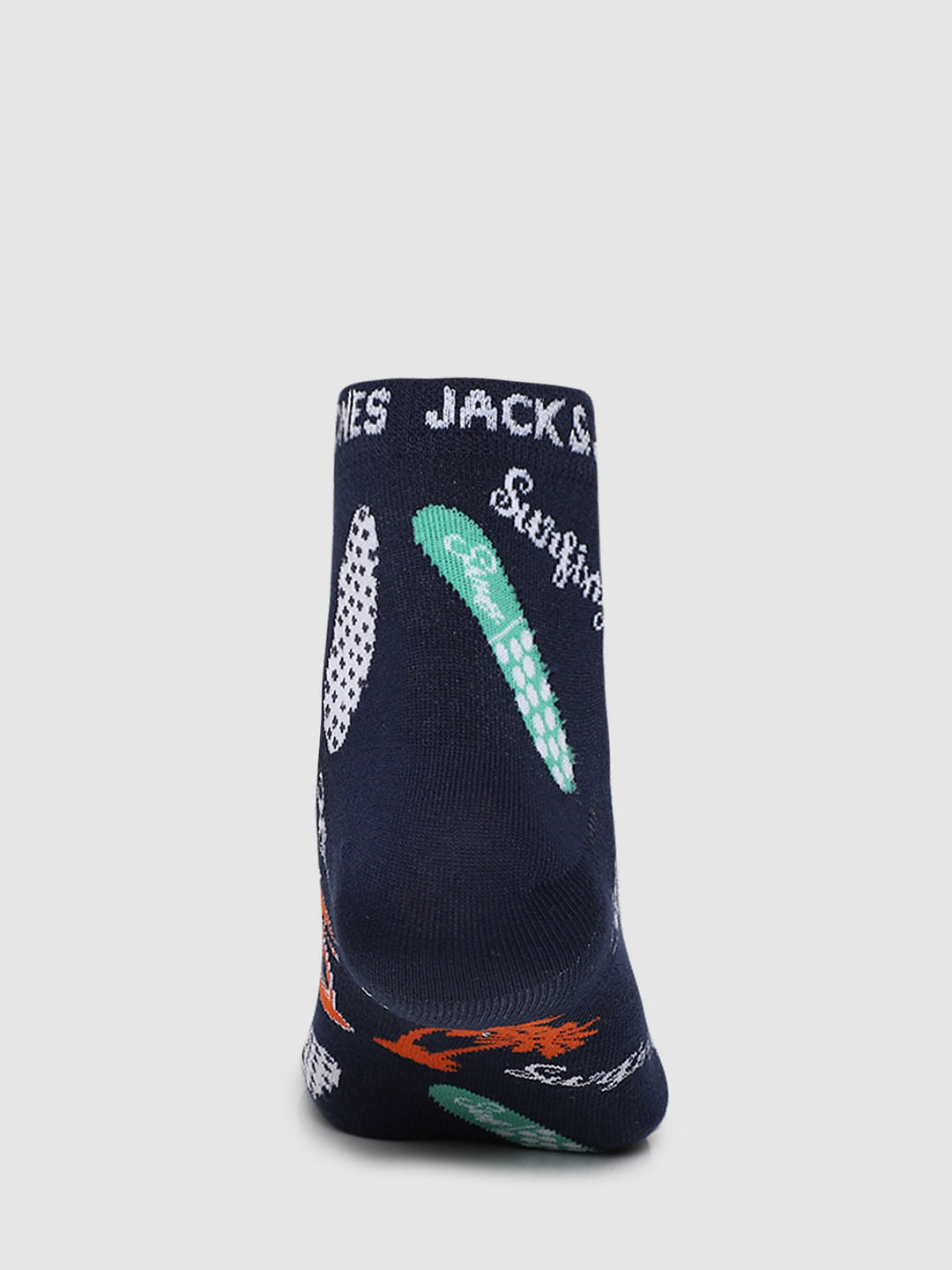 Navy Blue Graphic Print Ankle Socks