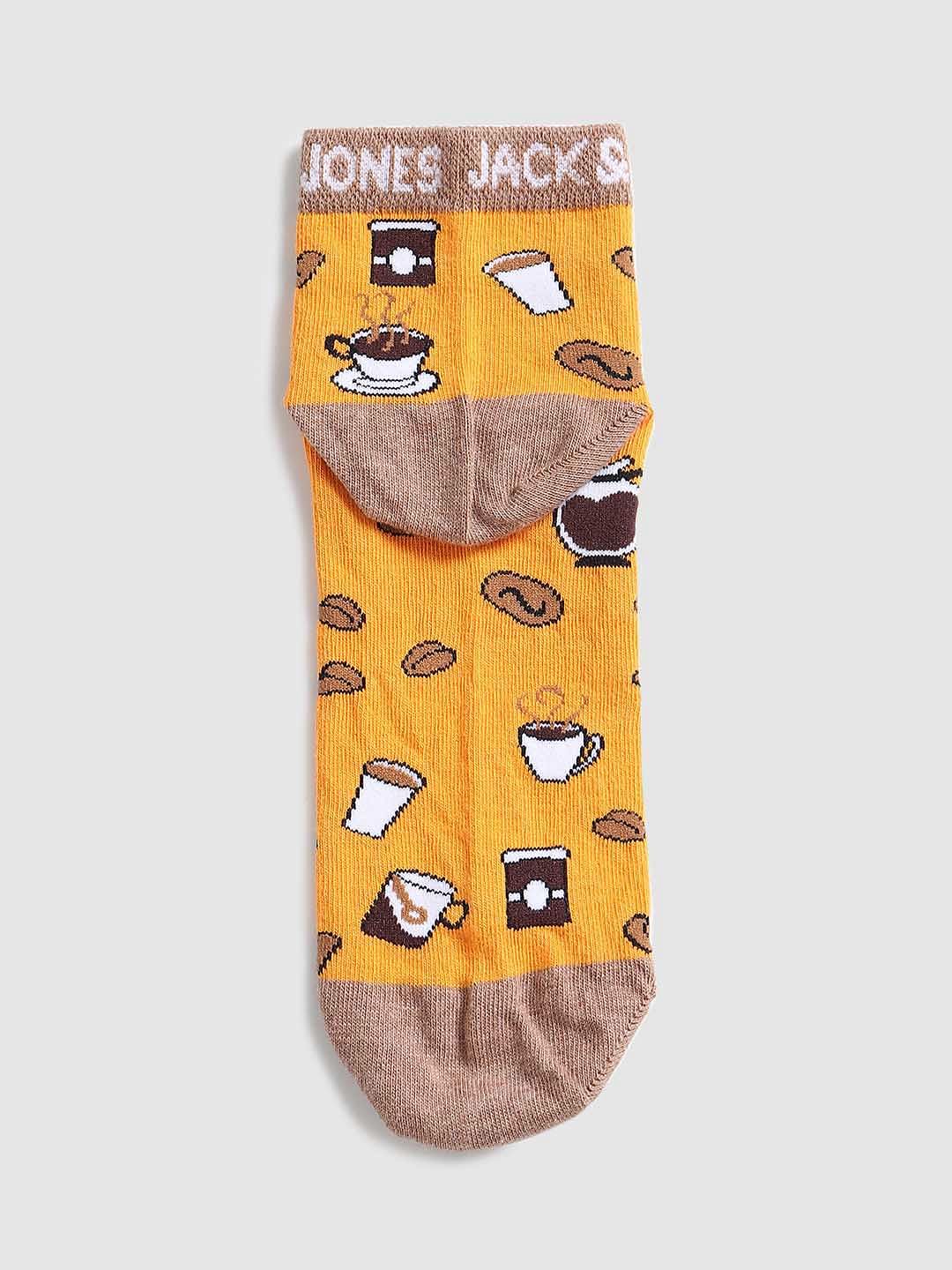 Yellow Graphic Print Ankle Socks