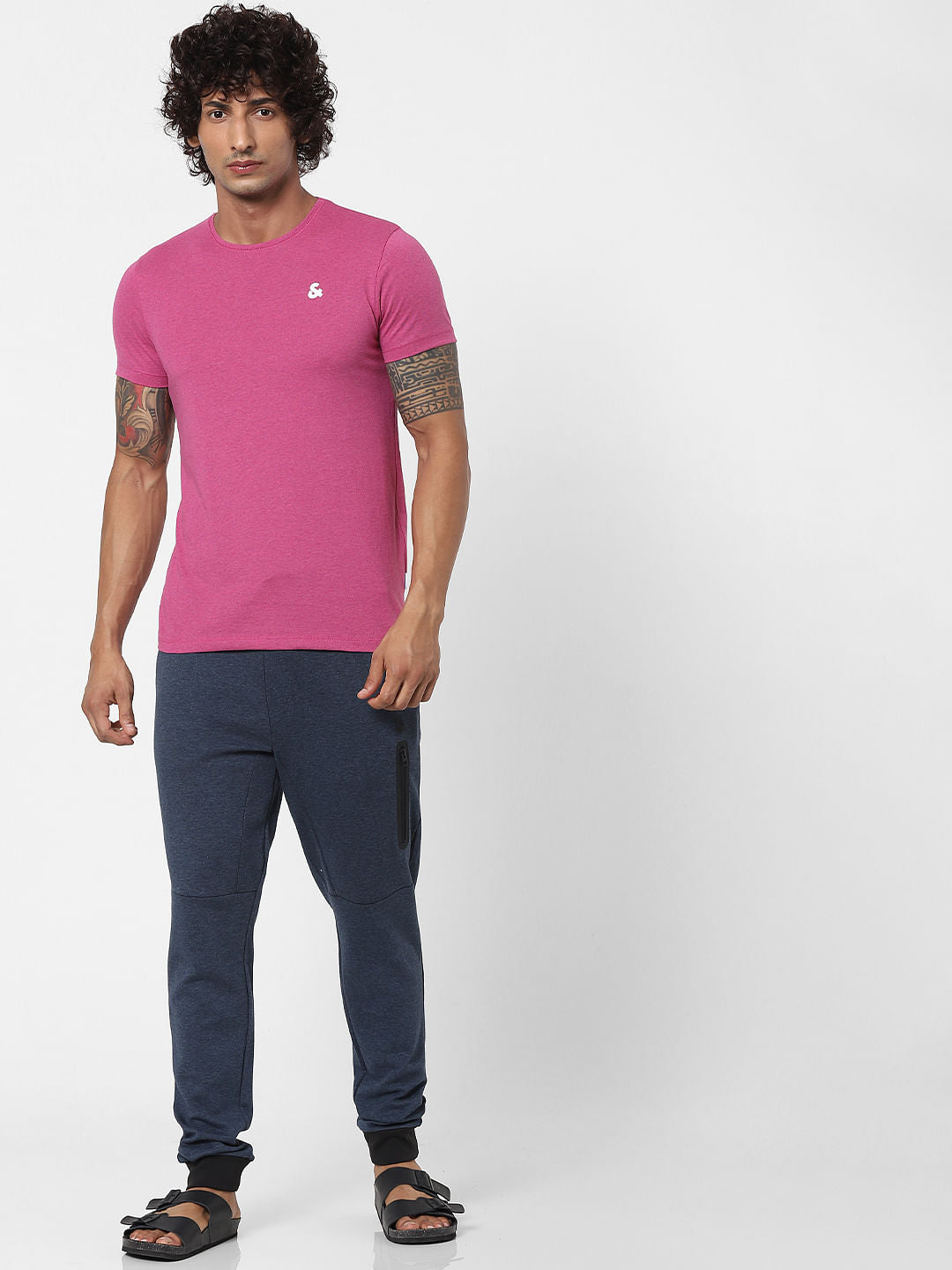 Pink & Black Crew Neck Tshirts - Pack of 2