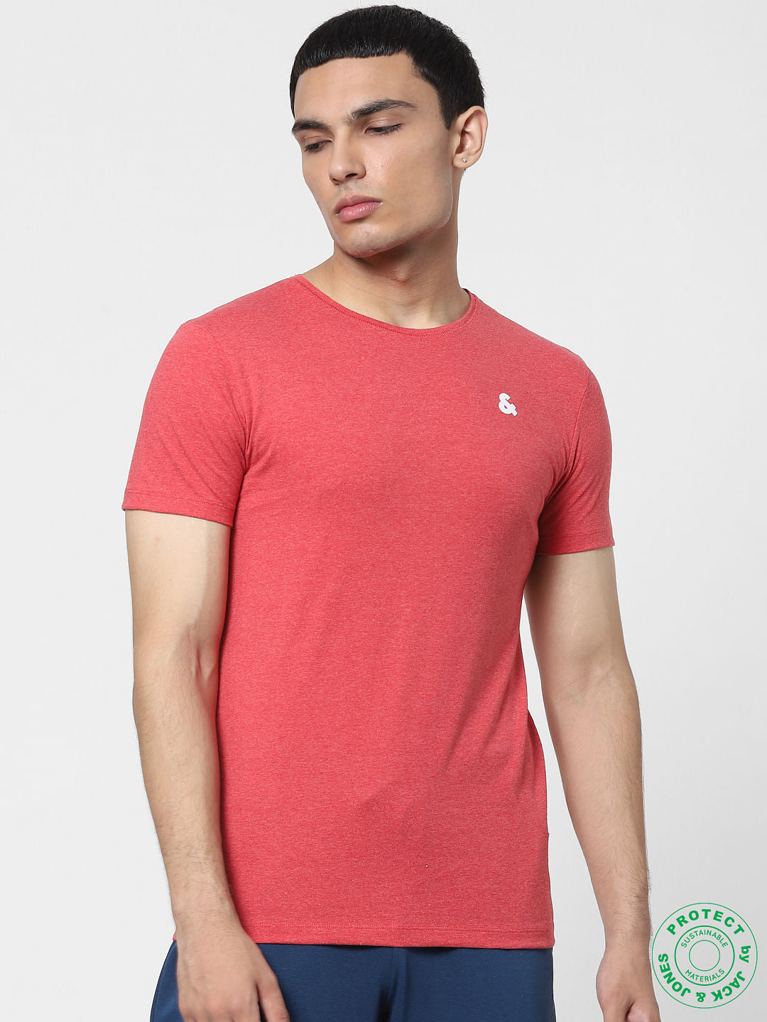 White & Red Crew Neck T-shirts - Pack of 2