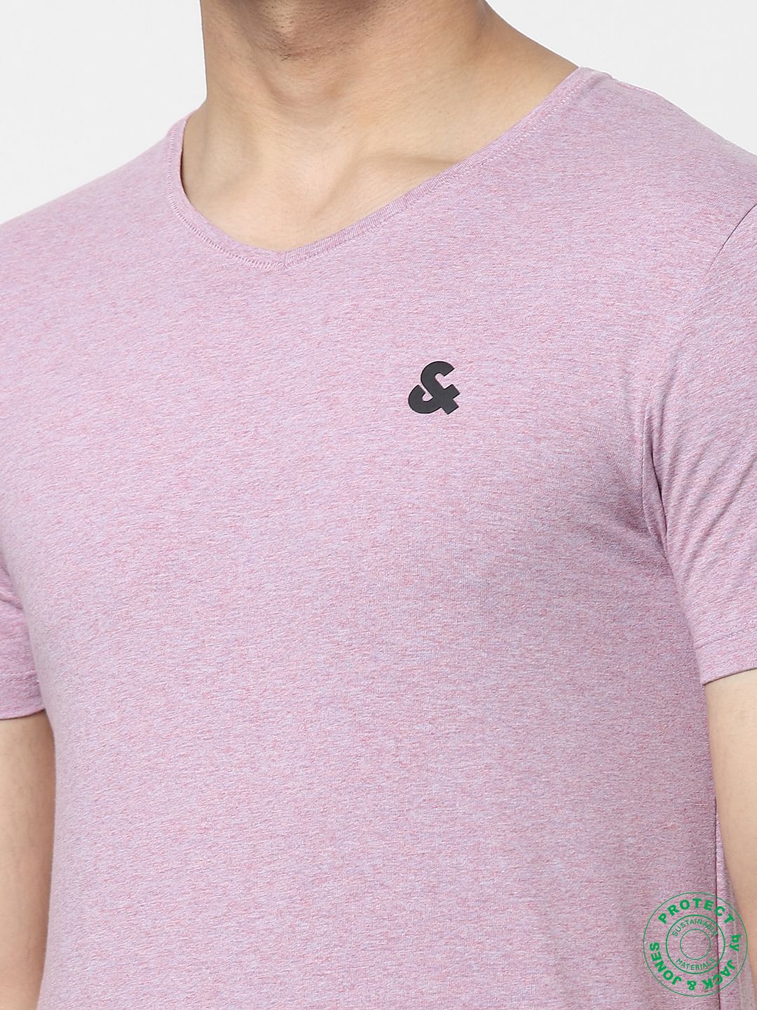 Purple & Black V Neck T-shirts - Pack of 2