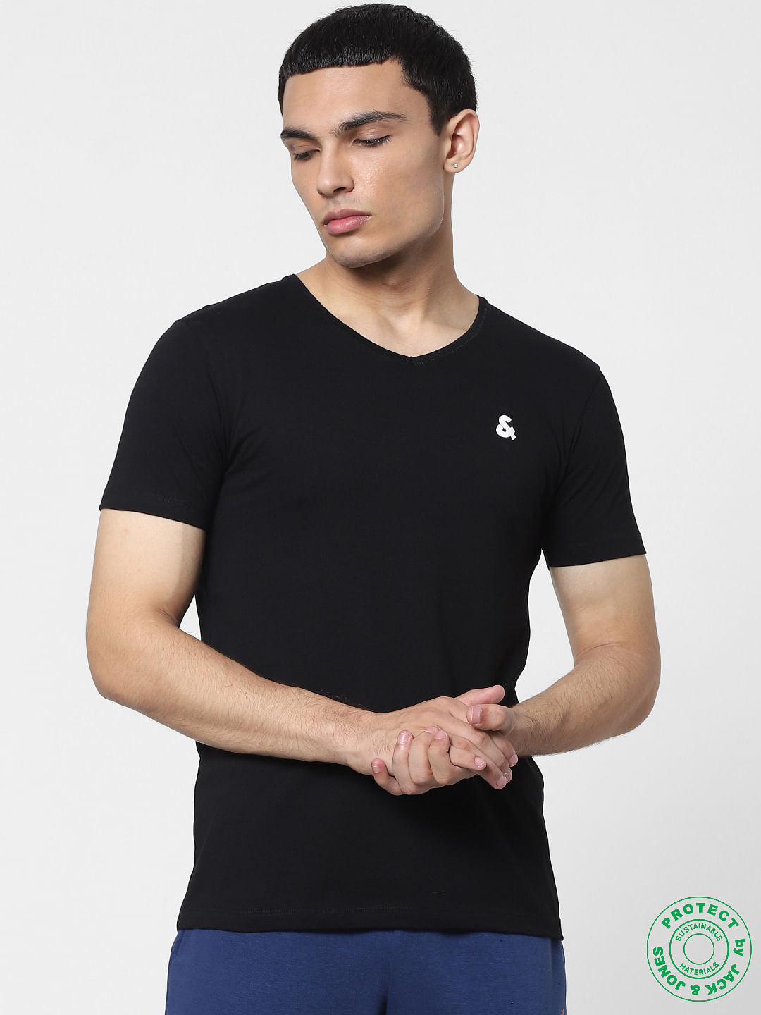 Purple & Black V Neck T-shirts - Pack of 2