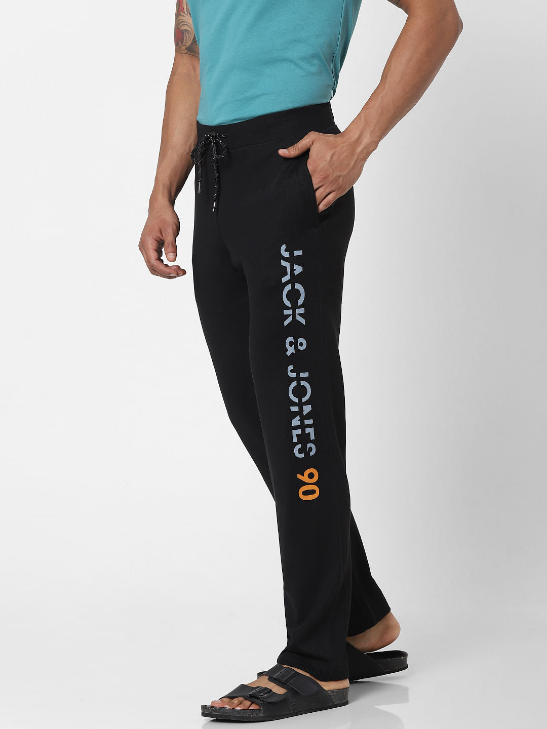 Black Mid Rise Logo Print Sweatpants