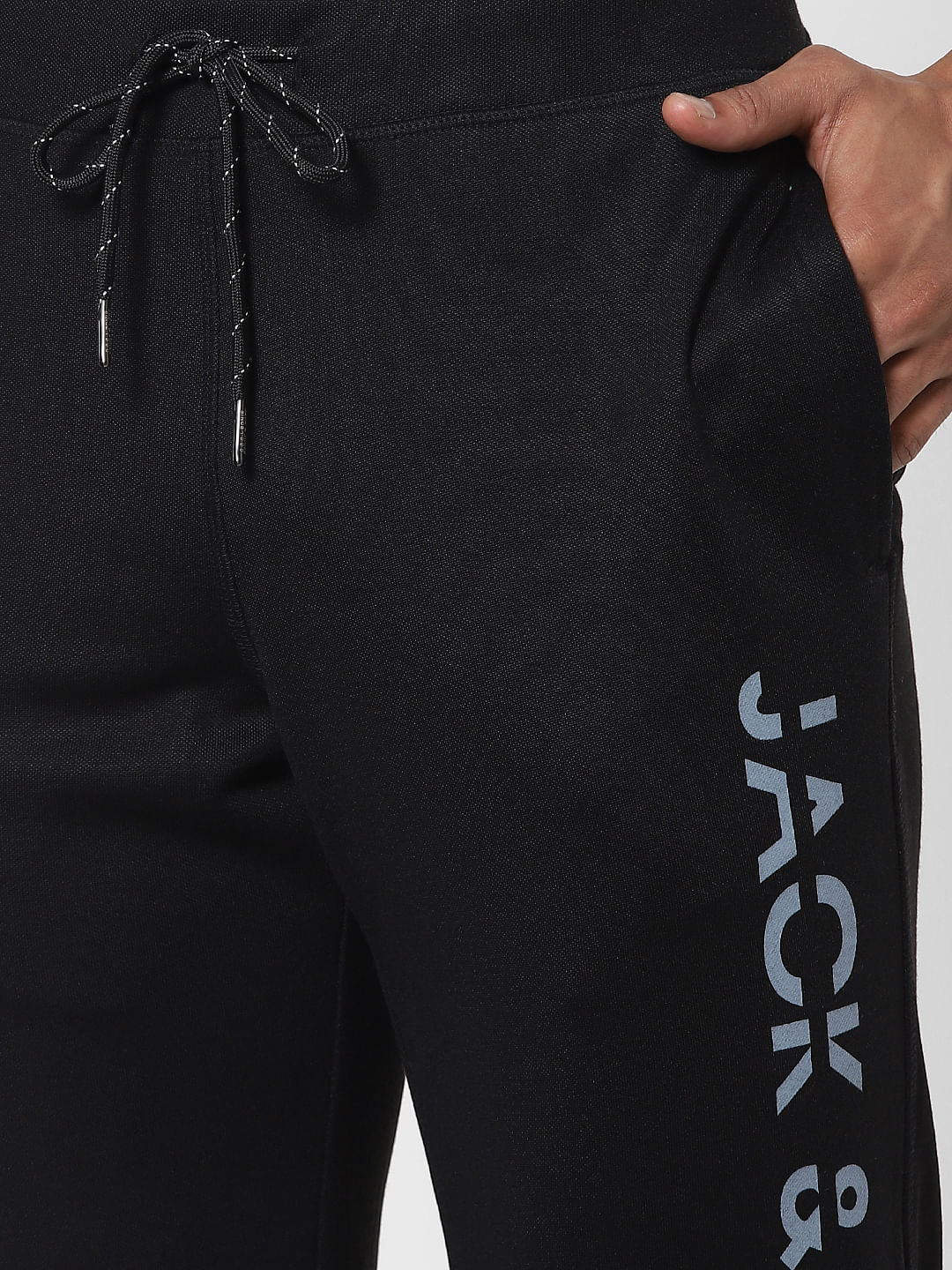 Black Mid Rise Logo Print Sweatpants