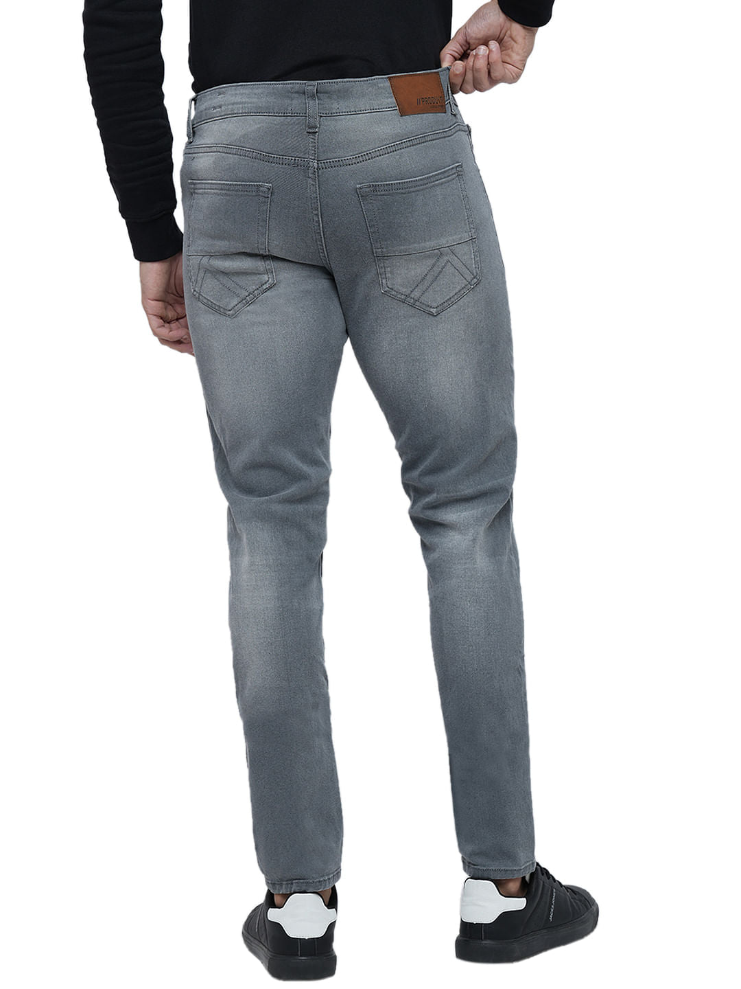 PRODUKT by JACK&JONES Light Grey Mid Rise Washed Slim Fit Jeans
